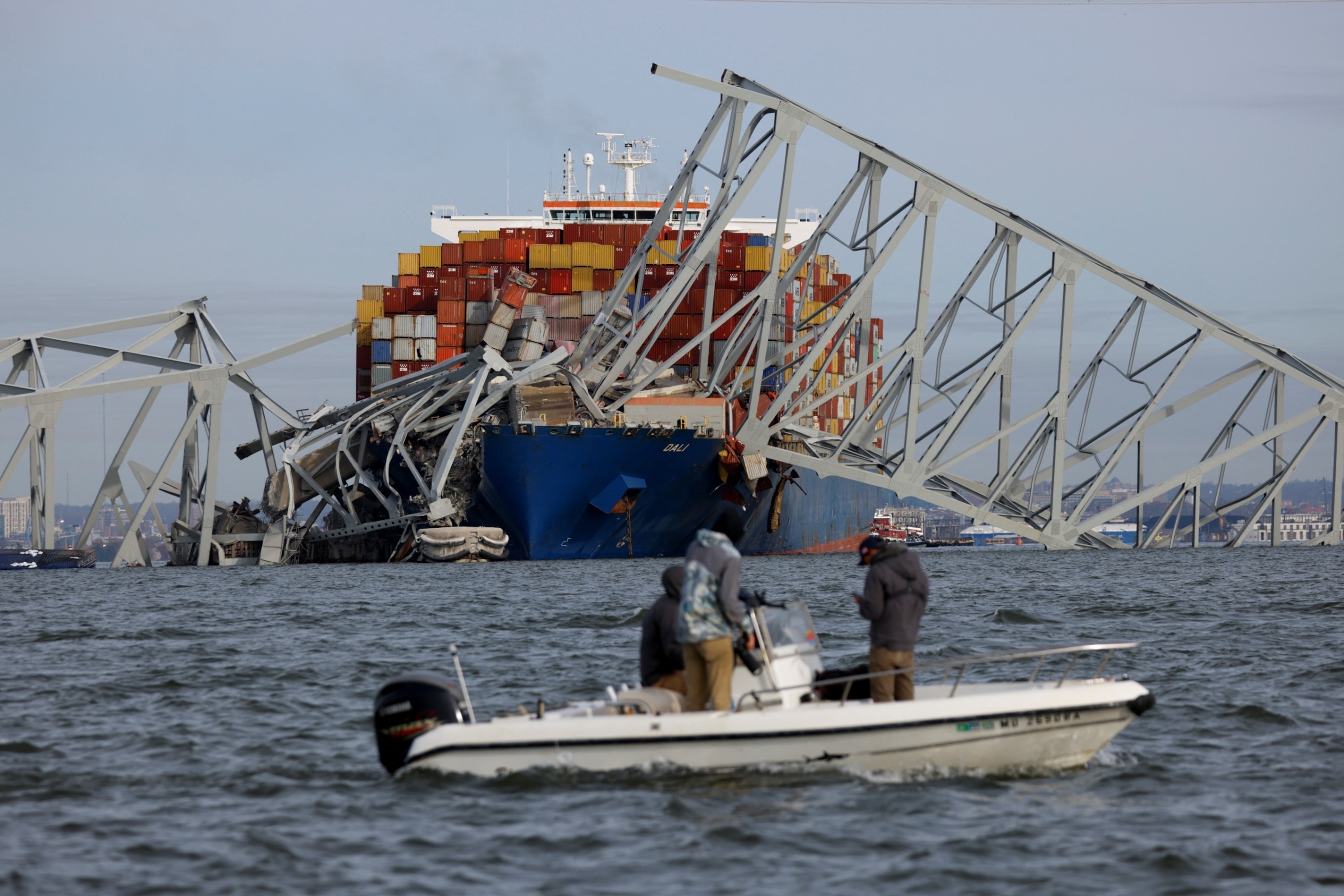 PHOTO: A view of the Dali cargo vessel which crashed into the Francis Scott Key Bridge causing it to collapse in Baltimore, March 26, 2024.  