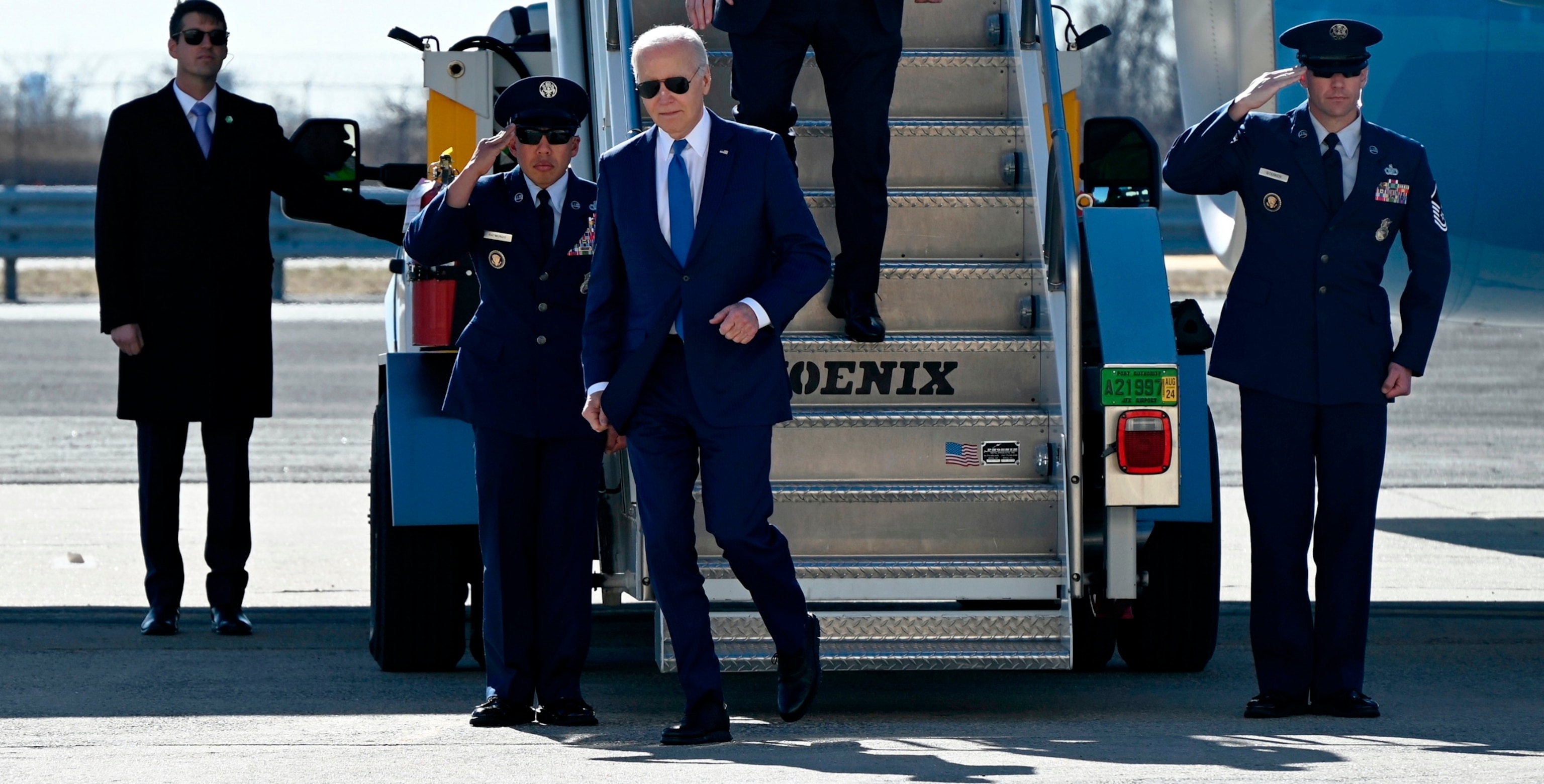 PHOTO: In this Feb. 7, 2024, file photo, President Joe Biden arrives at John F. Kennedy International Airport in Queens, New York. He is visiting Manhattan to attend three Biden-Harris campaign fundraisers.