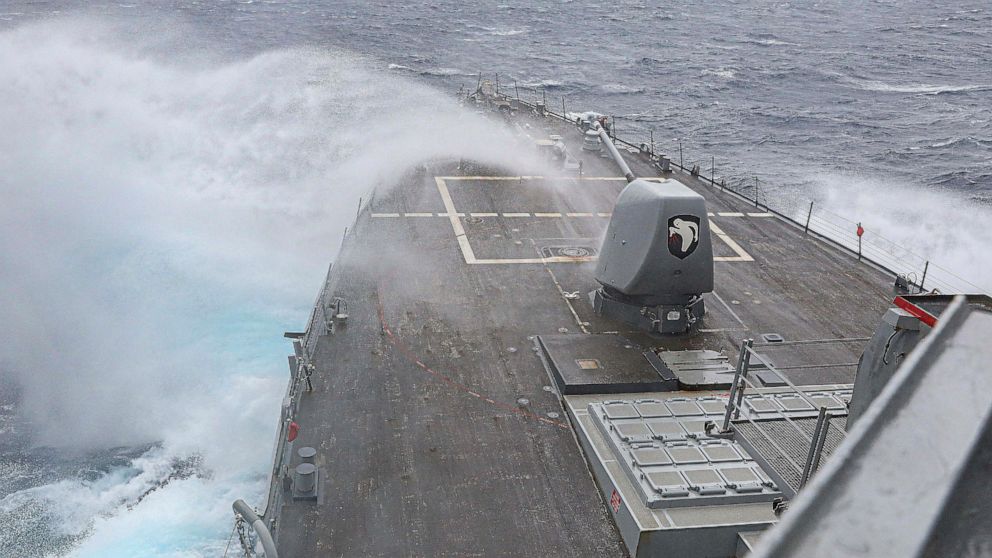 American officials reject China's assertion that it forced a US destroyer to leave the area.