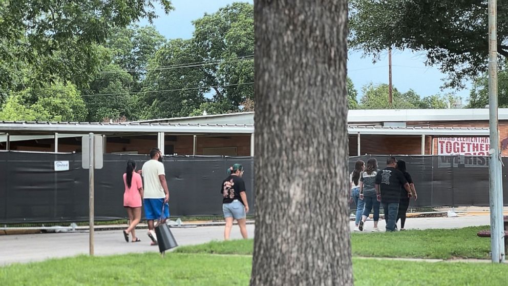 Parents of Uvalde shooting victims make their first visit to school following the massacre.