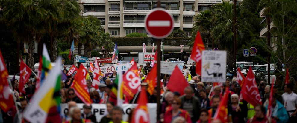 Protest against France's pension system takes place near Cannes Film Festival