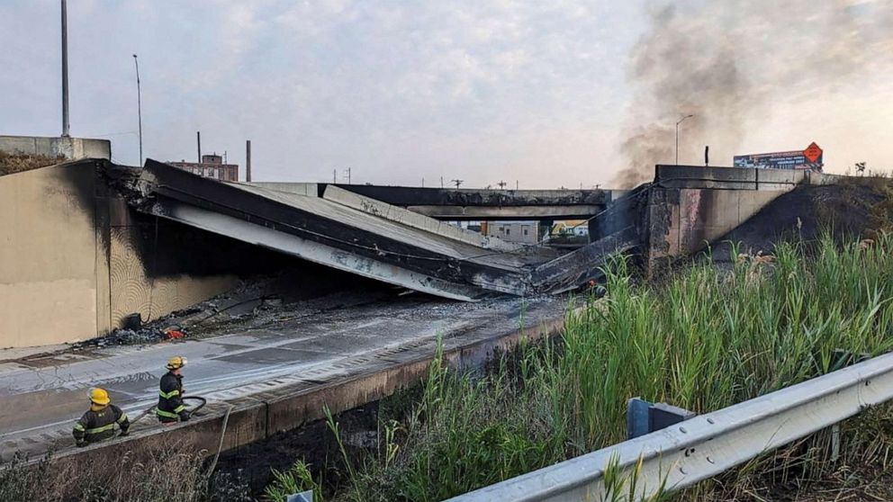 Philadelphia experiences a collapse of a section of I-95.