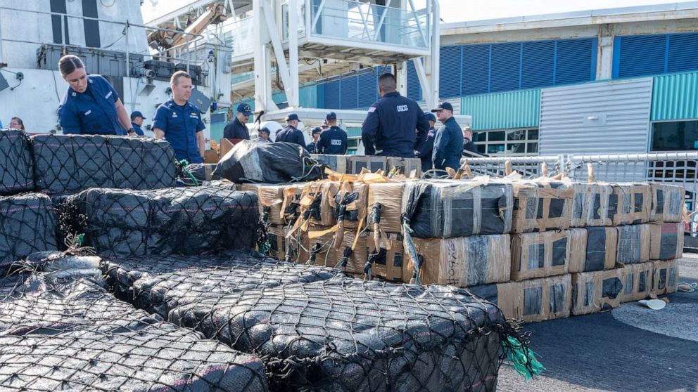 The US Coast Guard successfully unloads more than $158 million worth of cocaine and marijuana in San Diego