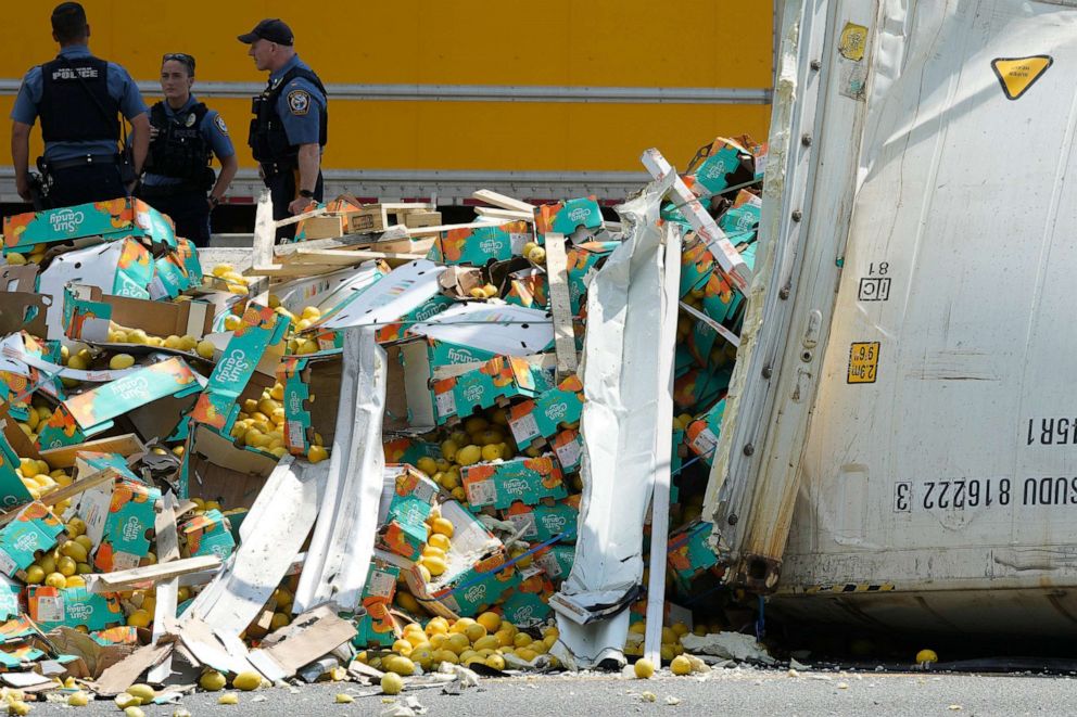 Police report: Lemon truck overturns on New Jersey highway
