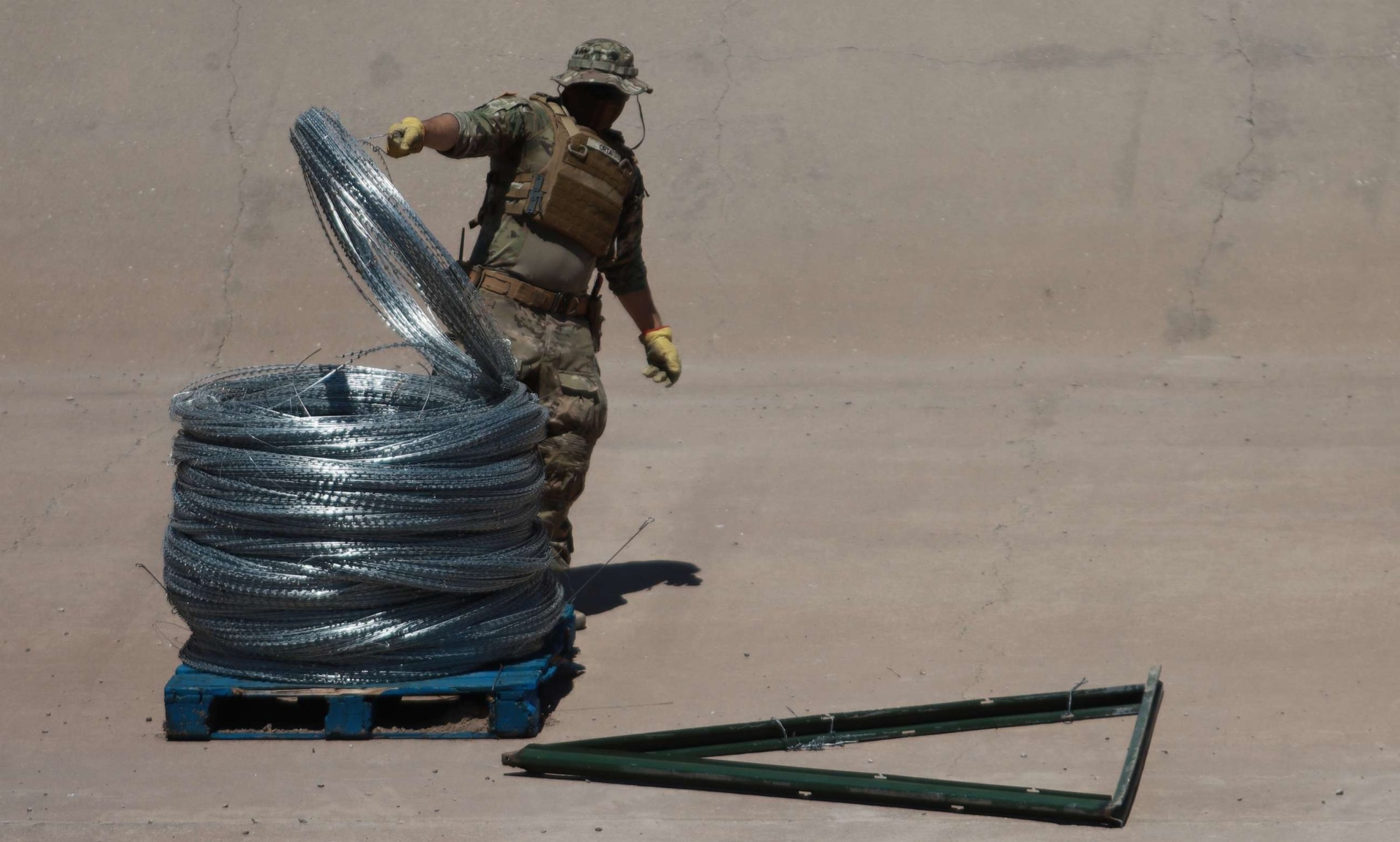 Installation of Concertina Wire Along the New Mexico Border in Texas