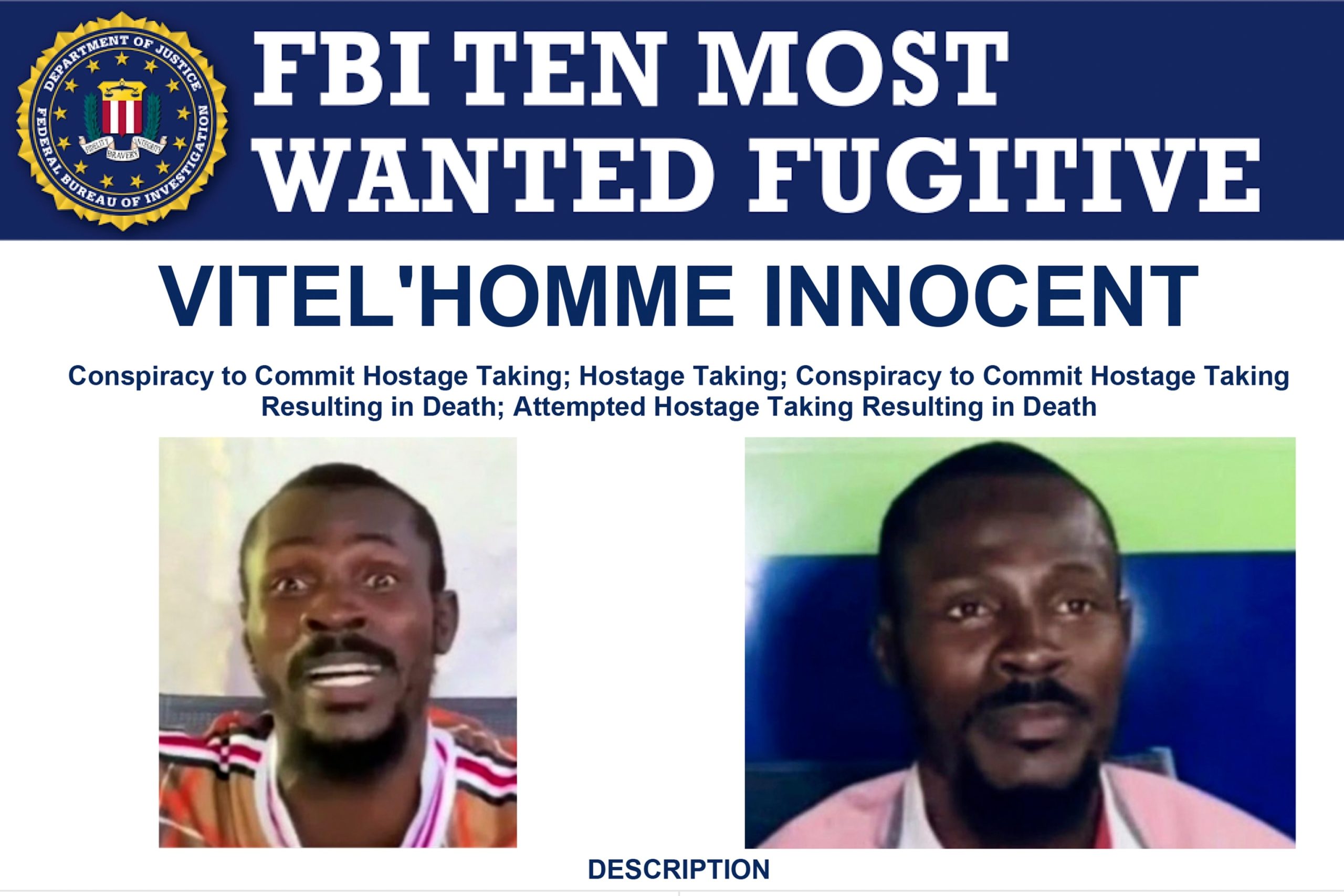 Haitian Gang Leader Suspected of Aiding in Kidnapping and Murder of Americans Now on FBI's Most Wanted Fugitives List