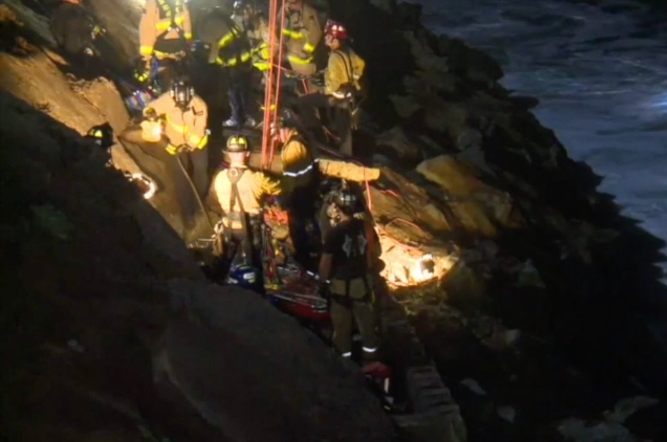 Hourslong Rescue Effort Successfully Frees Man Trapped in Cliffside Crevice in San Diego