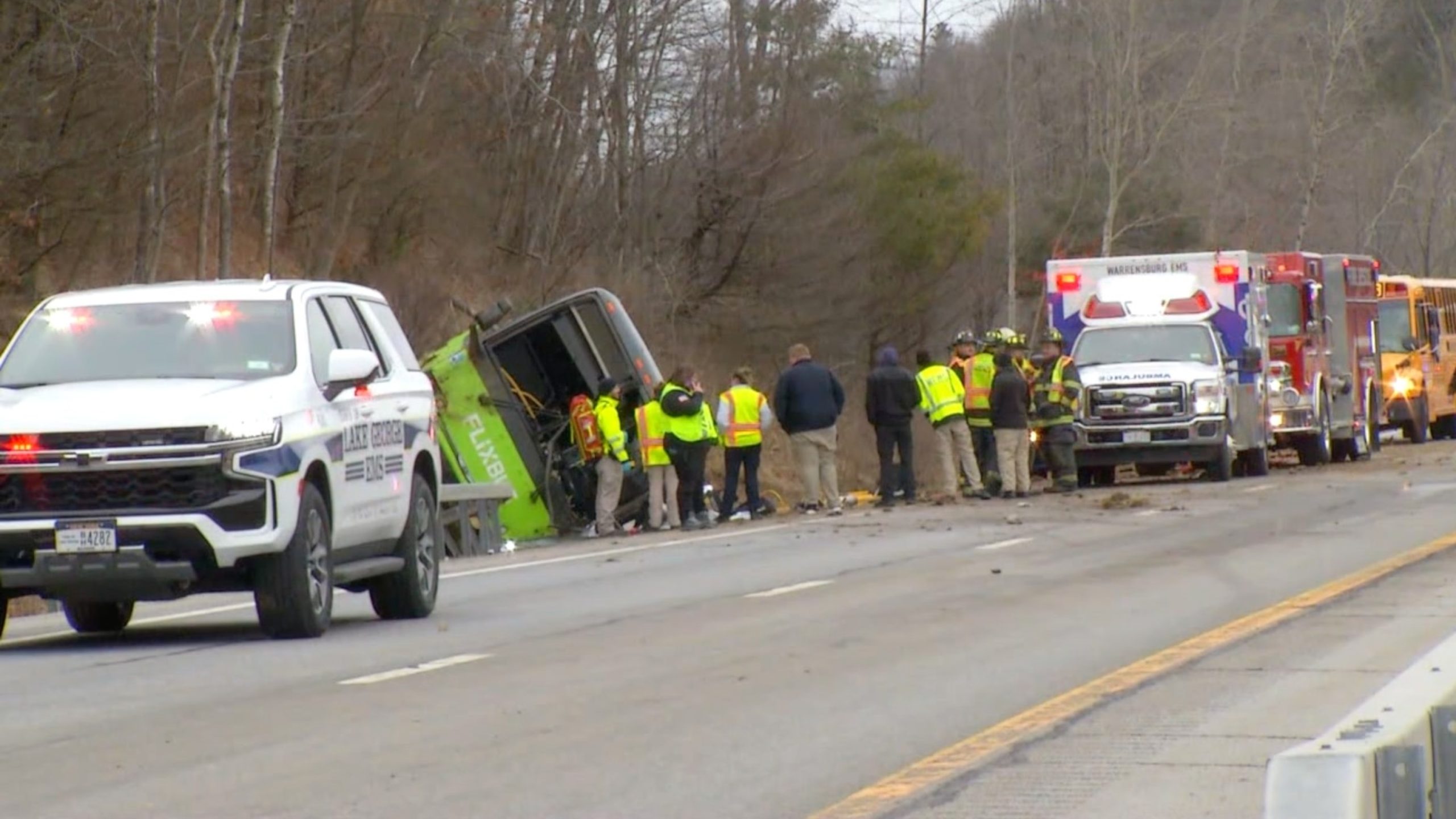 One fatality and nearly twenty-four injuries reported following a tour bus rollover on upstate New York highway
