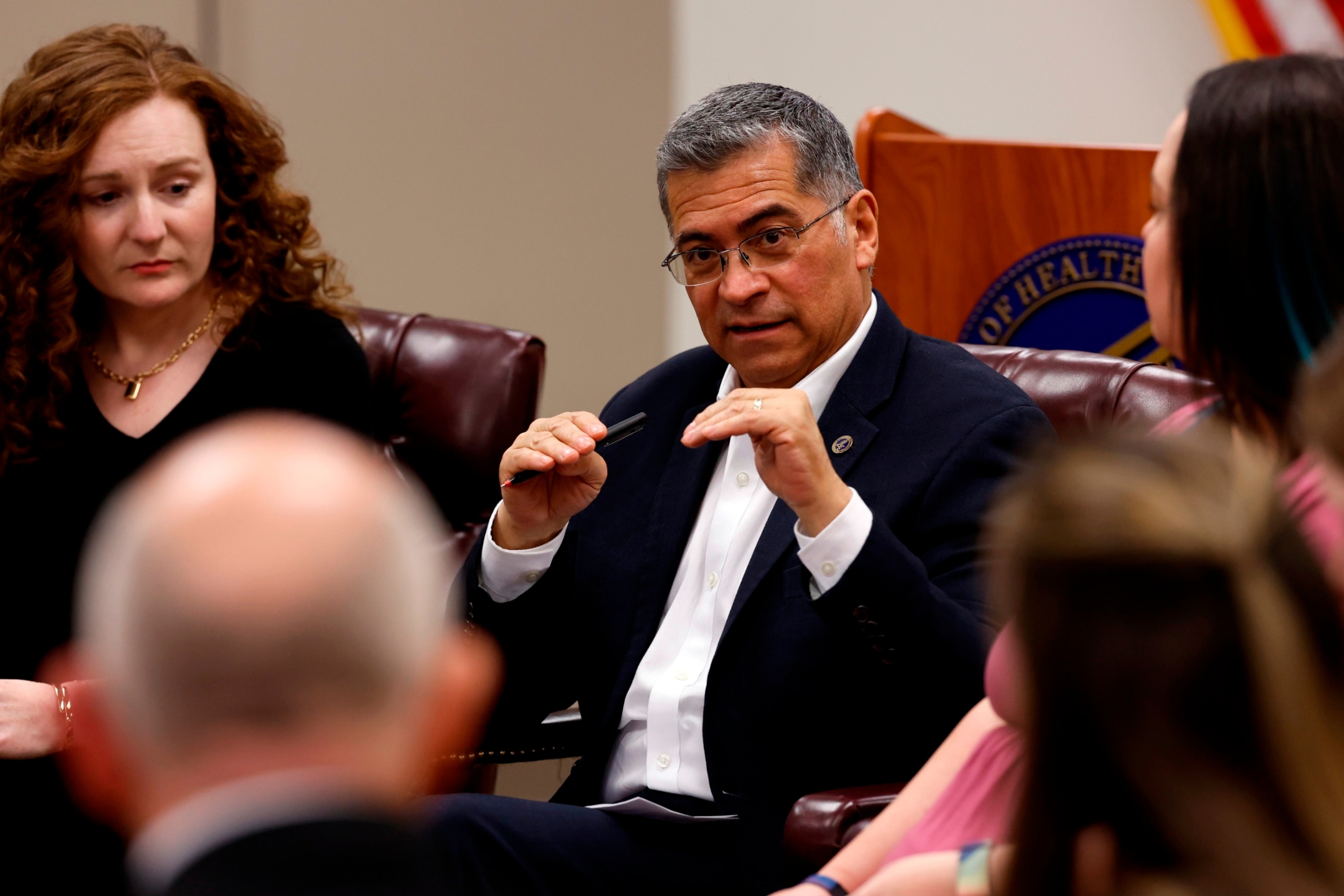 PHOTO: Secretary of U.S. Health and Human Services, Xavier Becerra hosts a panel discussion with families directly affected by the Alabama Supreme Court Court decision, Feb. 27, 2024, in Birmingham, Ala.