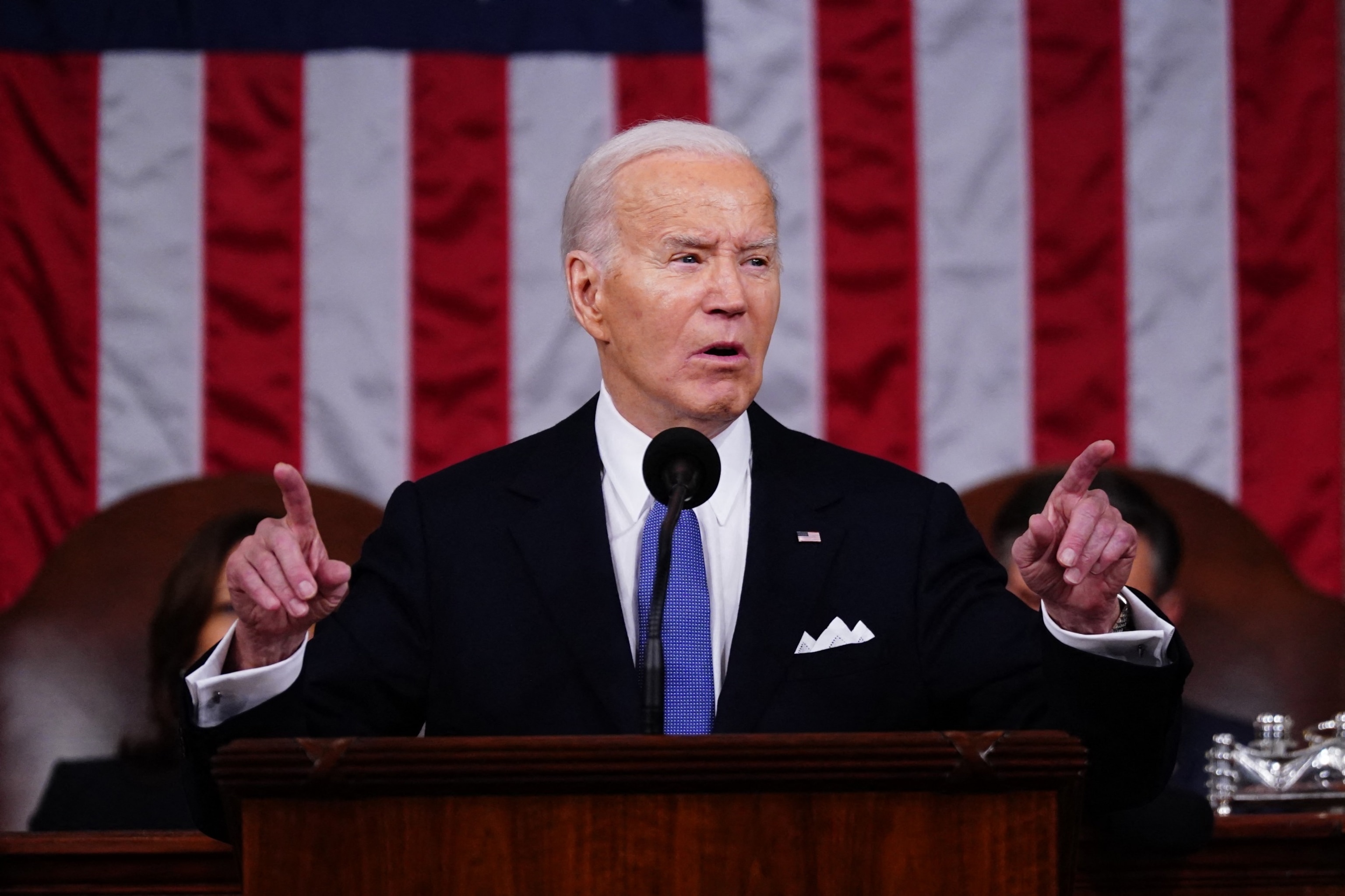 PHOTO: President Joe Biden delivers the State of the Union address in the House Chamber in Washington, Mar. 7, 2024.
