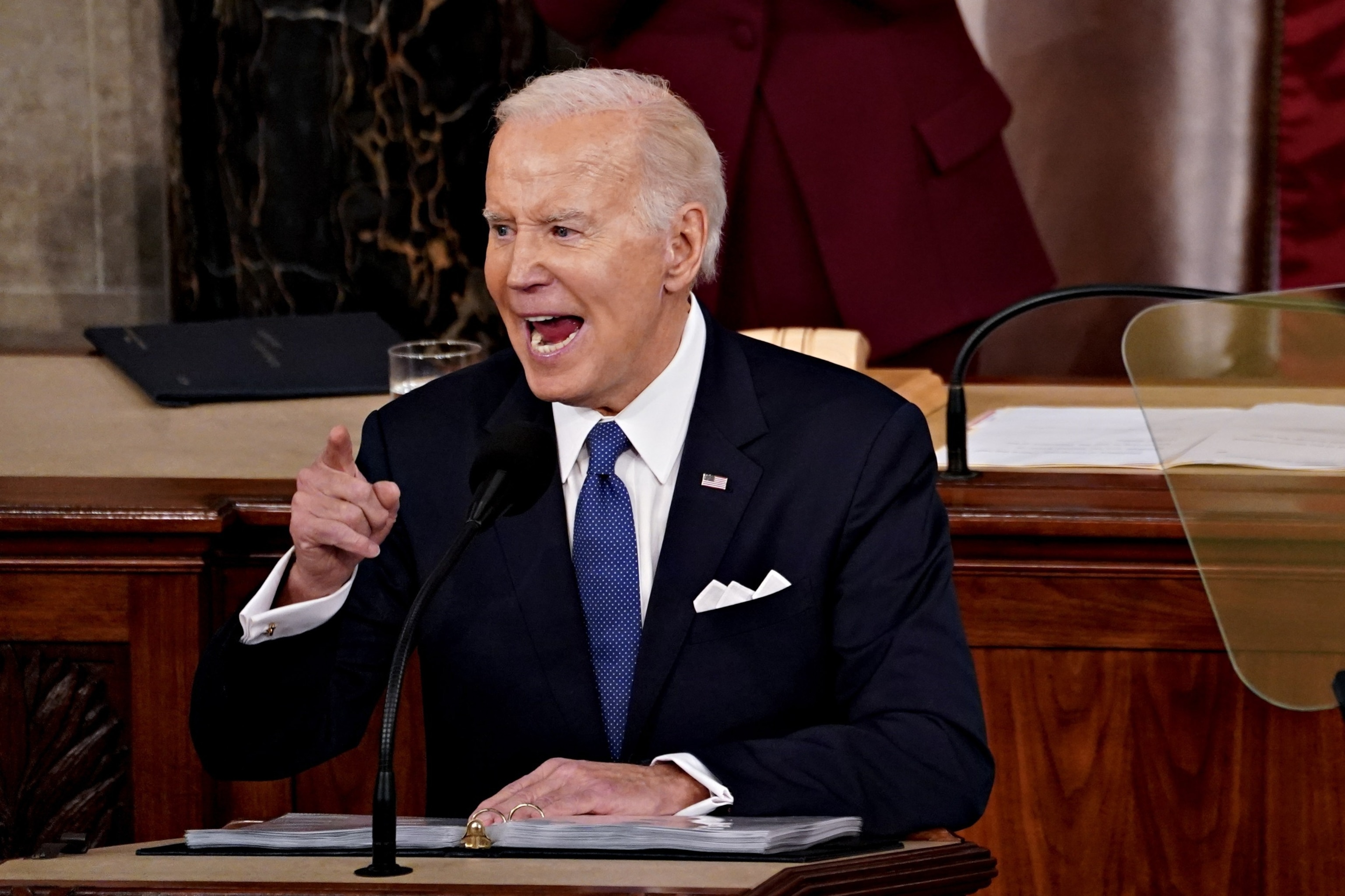 PHOTO: President Joe Biden speaks during a State of the Union address at the US Capitol in Washington, DC, Feb. 7, 2023.