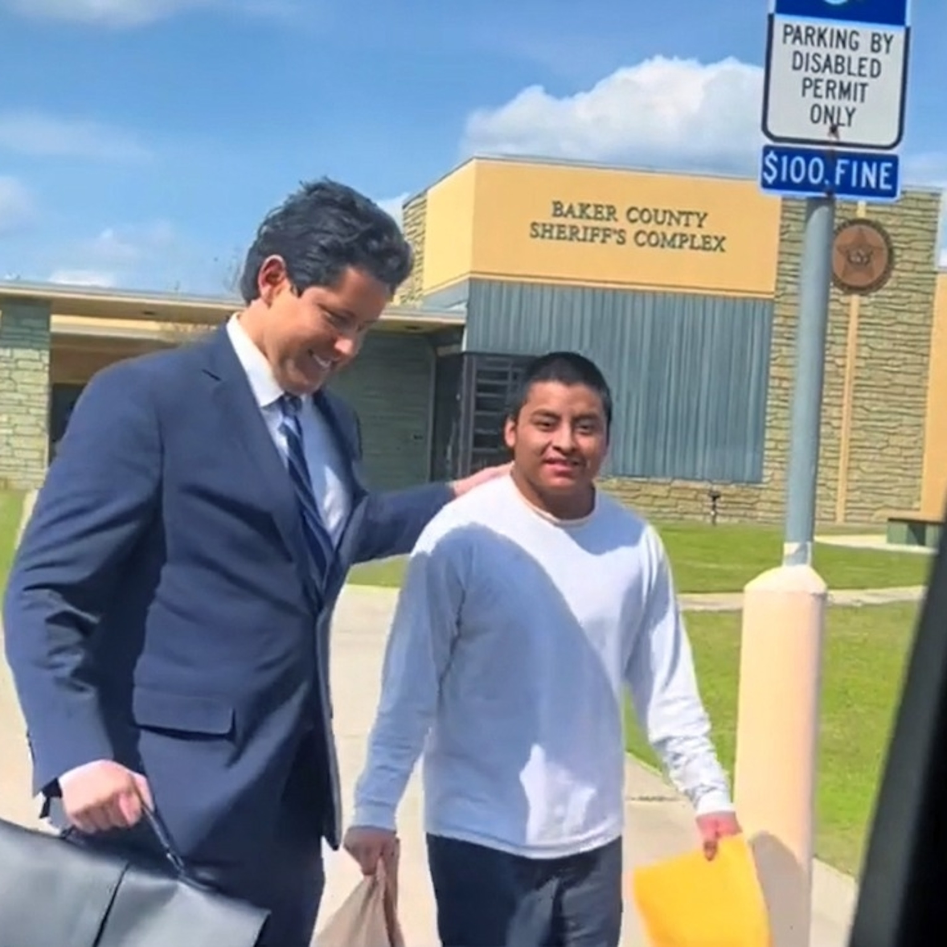 PHOTO: In this screen grab from a video, Virgilio Aguilar is shown outside the Baker County Sheriff's Office after his release, on March 15, 2024. 