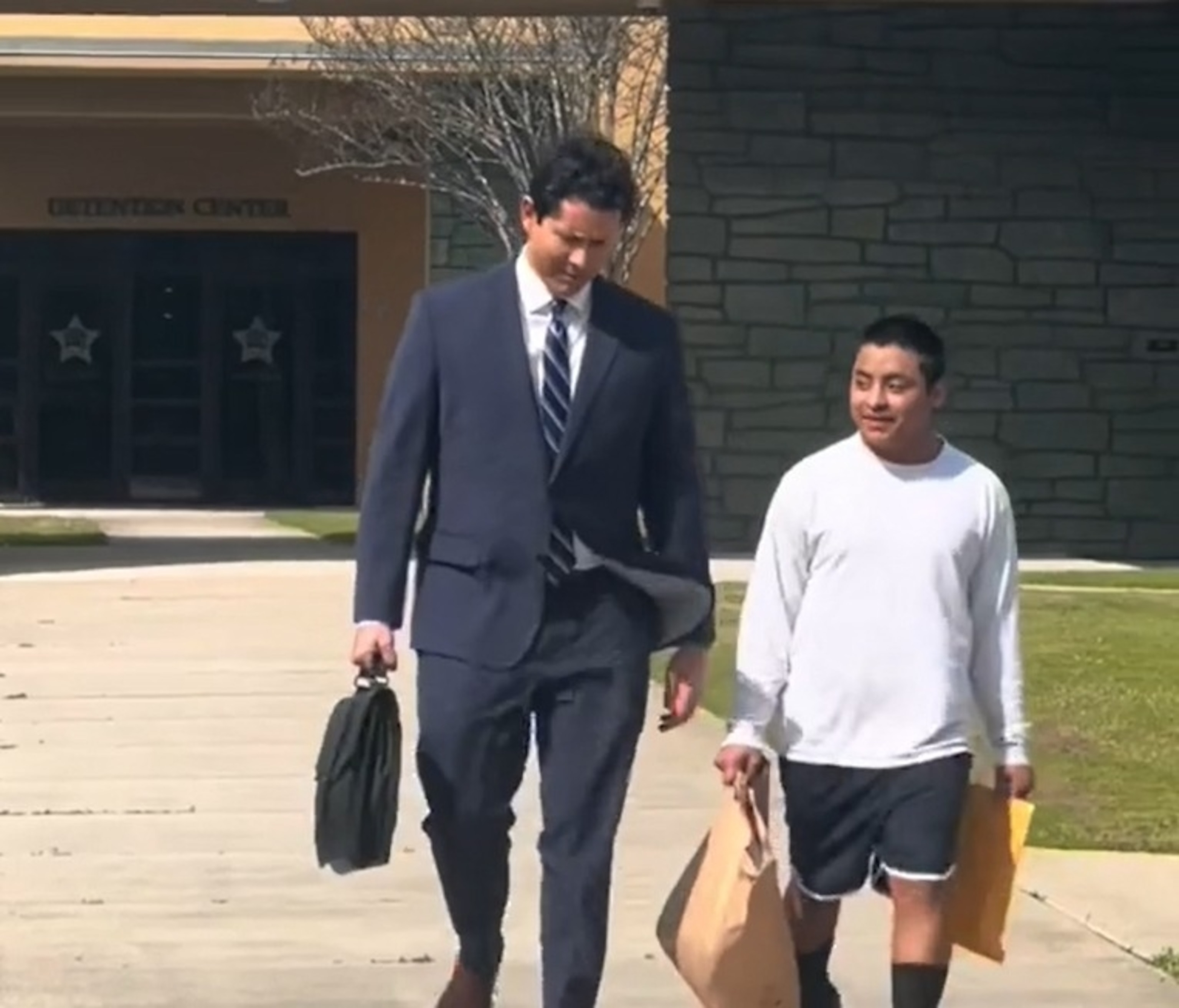 PHOTO: In this screen grab from a video, Virgilio Aguilar is shown outside the Baker County Sheriff's Office after his release, on March 15, 2024. 