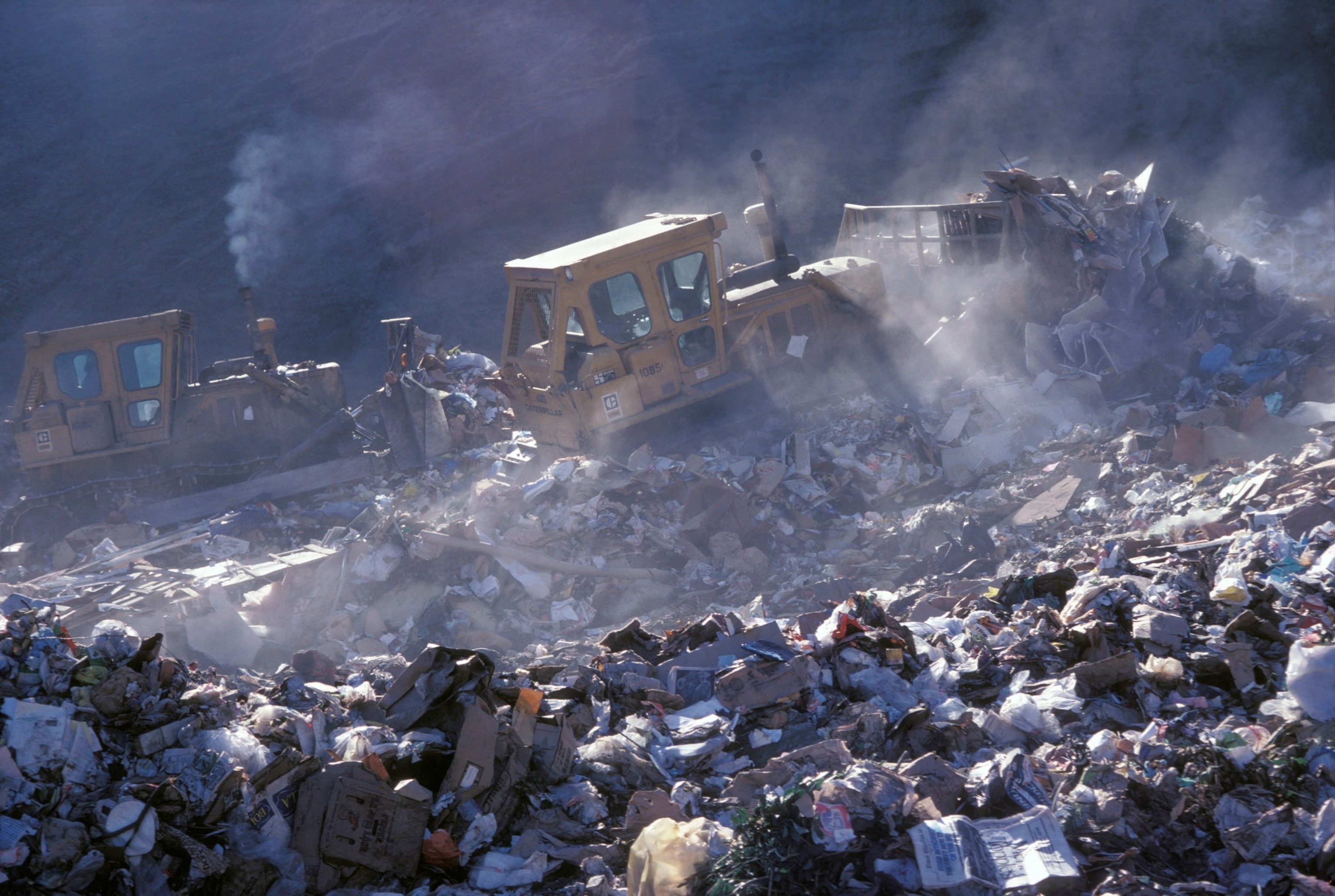 PHOTO: This undated photo shows bulldozers at a landfill in Los Angeles, CA.