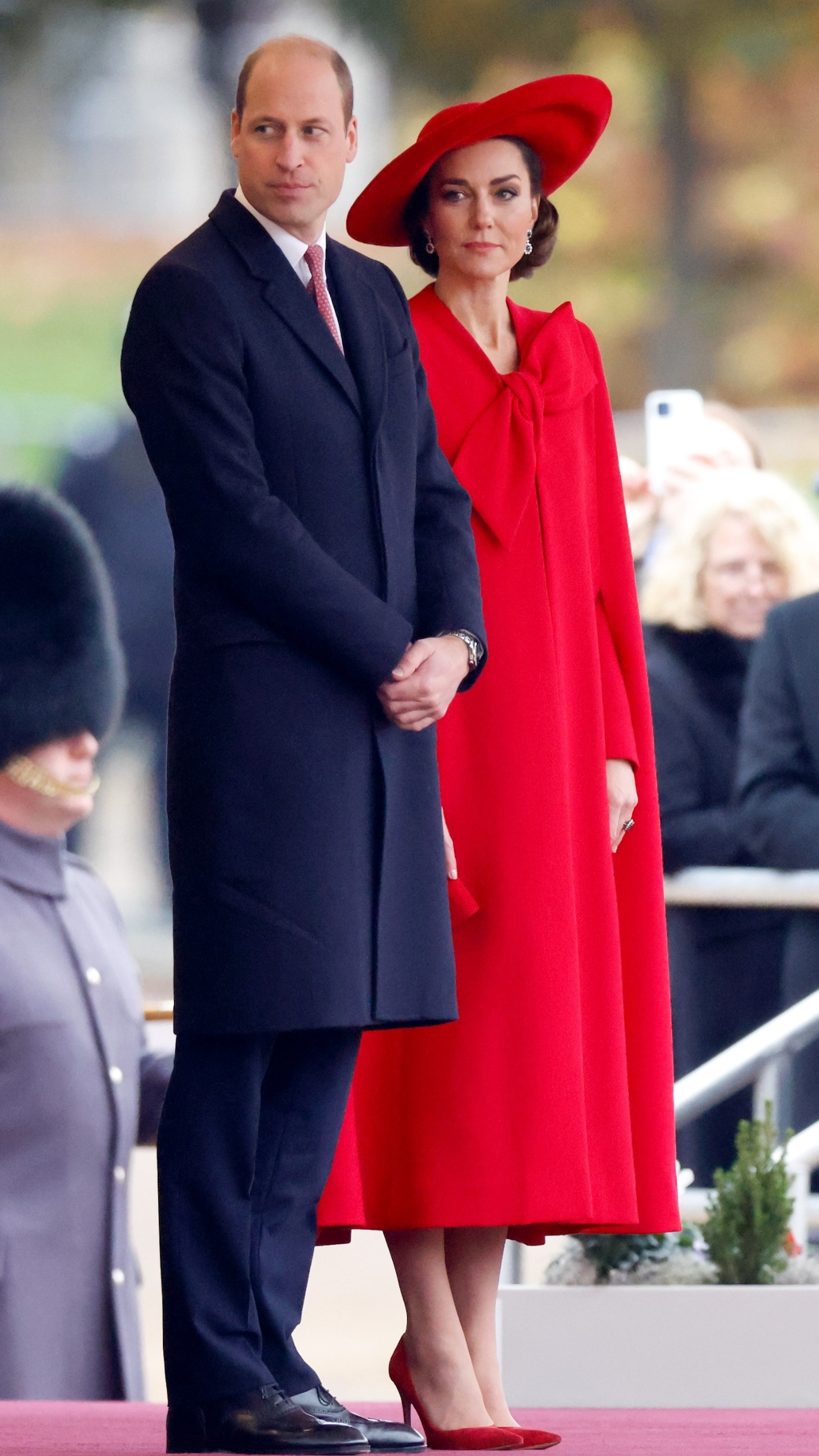 PHOTO: Prince William, Prince of Wales and Catherine, Princess of Wales attend a ceremonial welcome, at Horse Guards Parade on Nov. 21, 2023 in London.