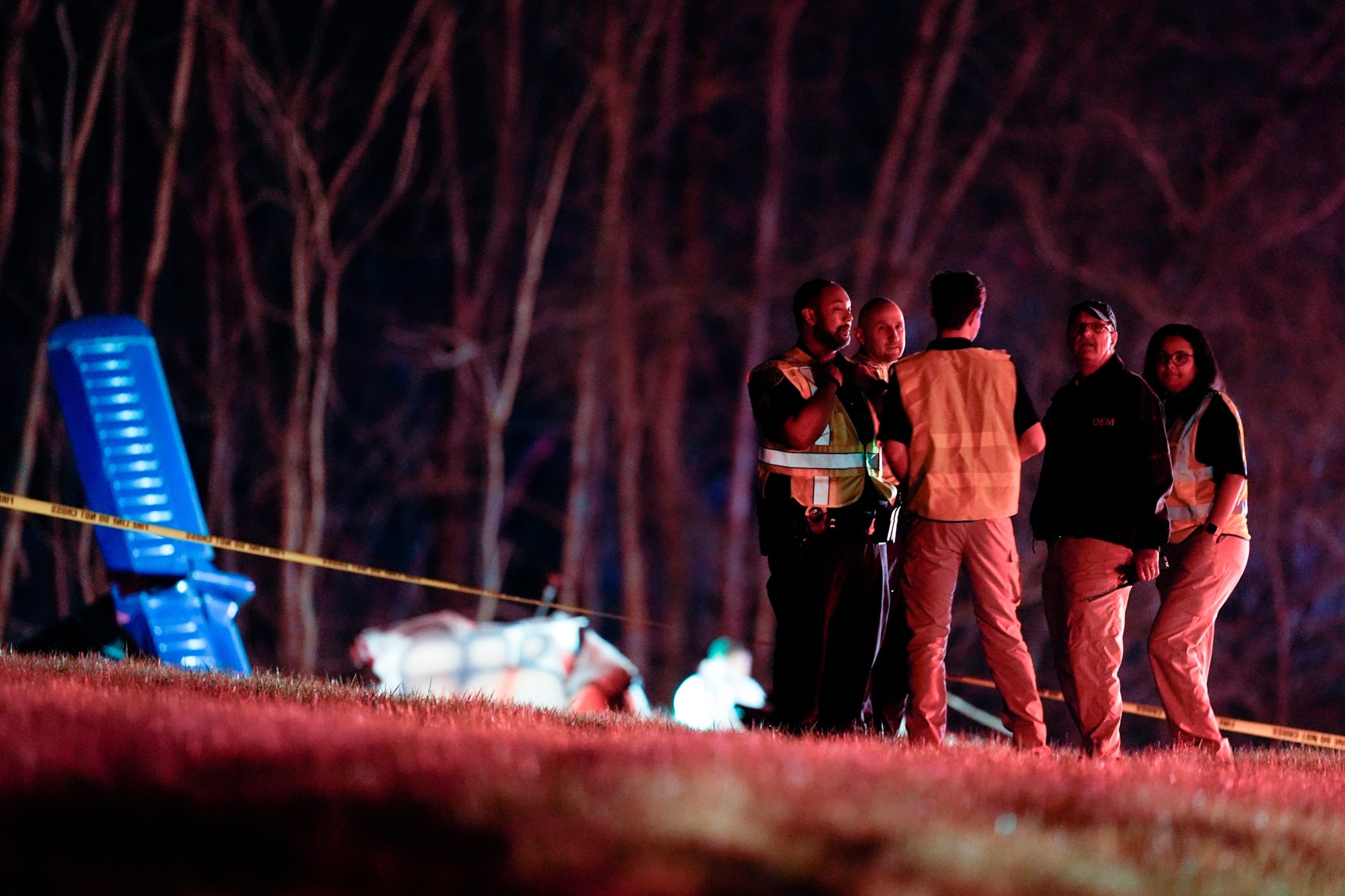 PHOTO: Emergency officials work the scene of a fatal small plane crash alongside Interstate 40 near mile marker 202, Monday, March 4, 2024, in Nashville, Tenn.