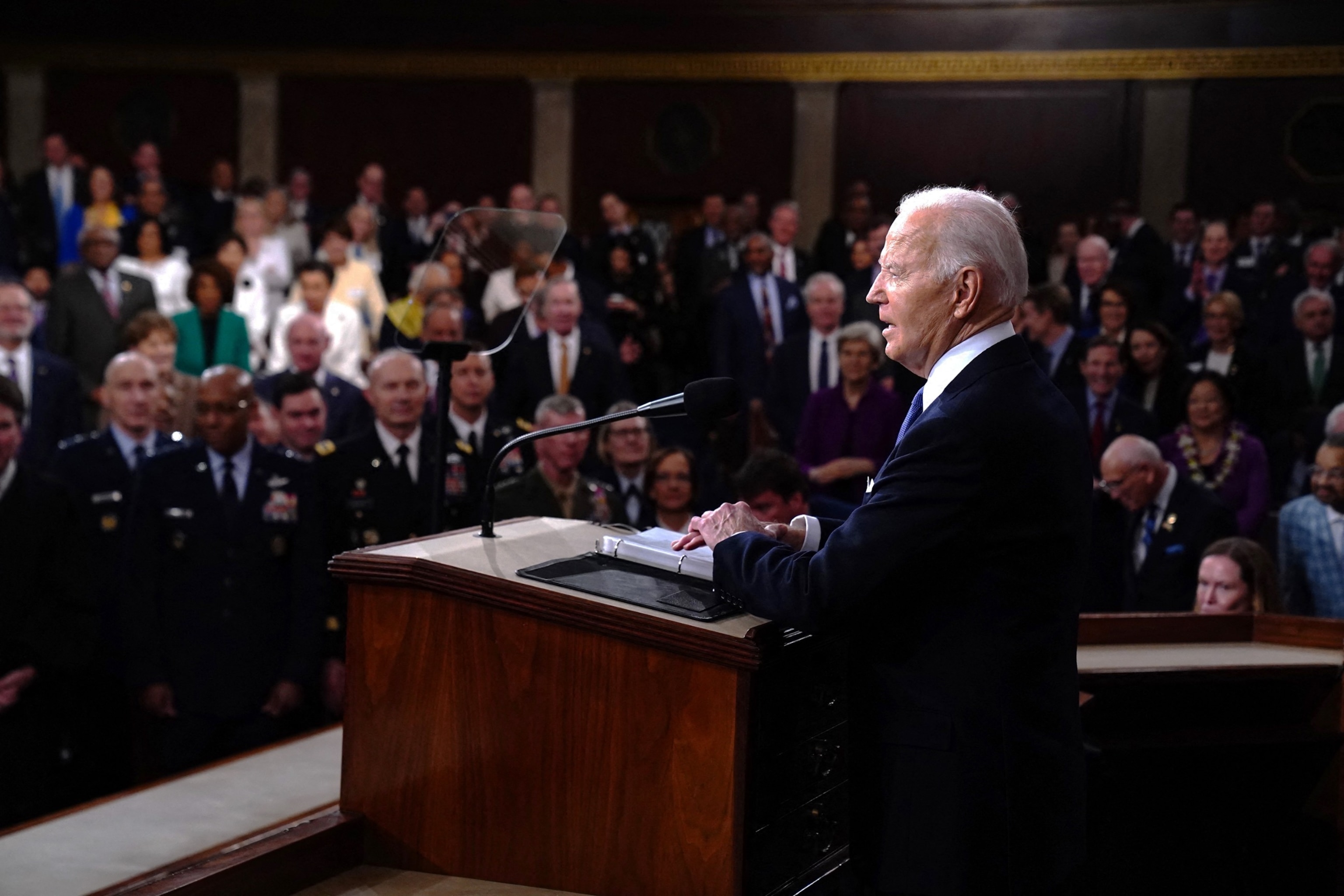PHOTO: President Joe Biden delivers the State of the Union address in the House Chamber of the US Capitol, in Washington, D.C., on March 7, 2024. 
