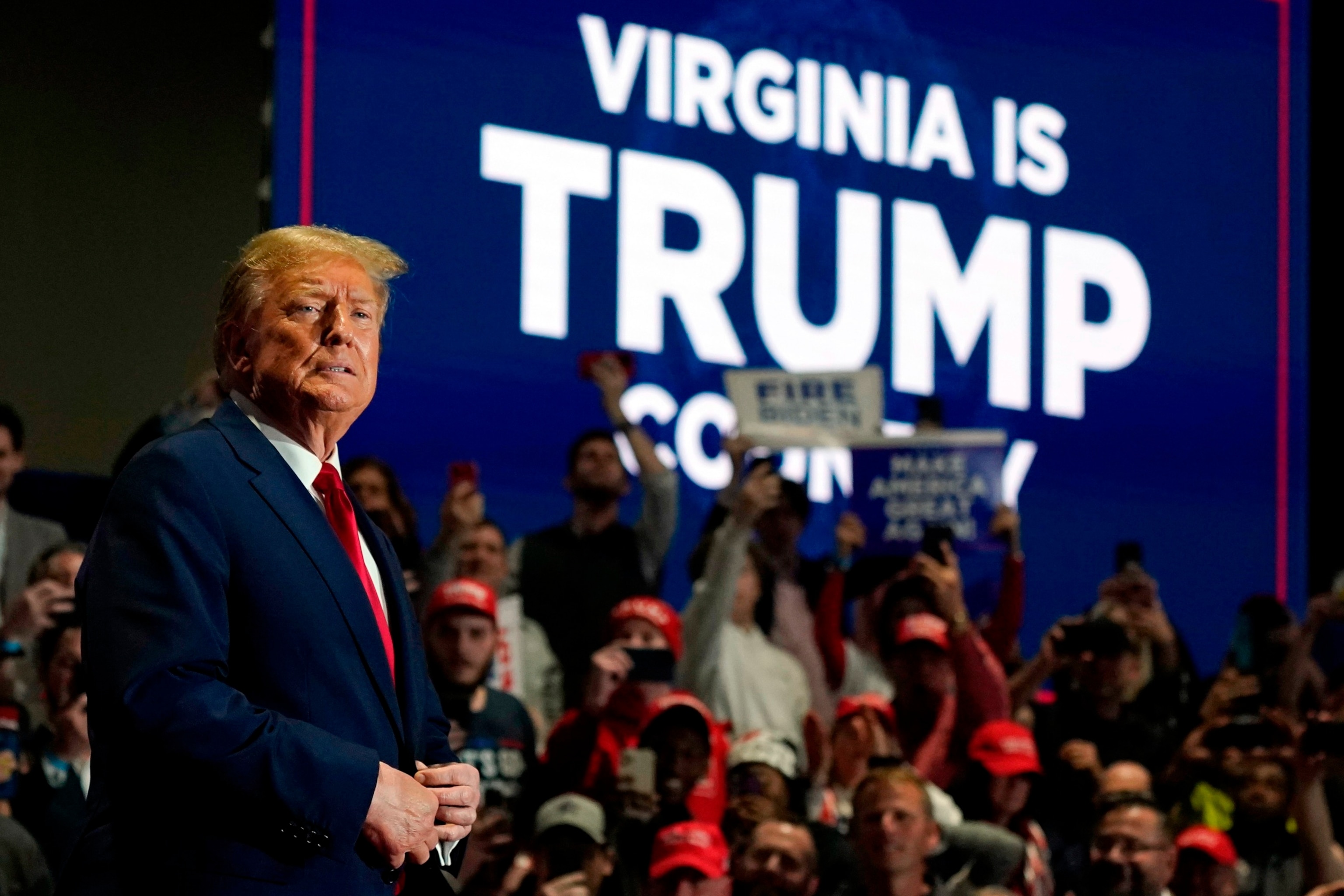 PHOTO: Republican presidential candidate former President Donald Trump arrives at a campaign rally, March 2, 2024, in Richmond, Va. 