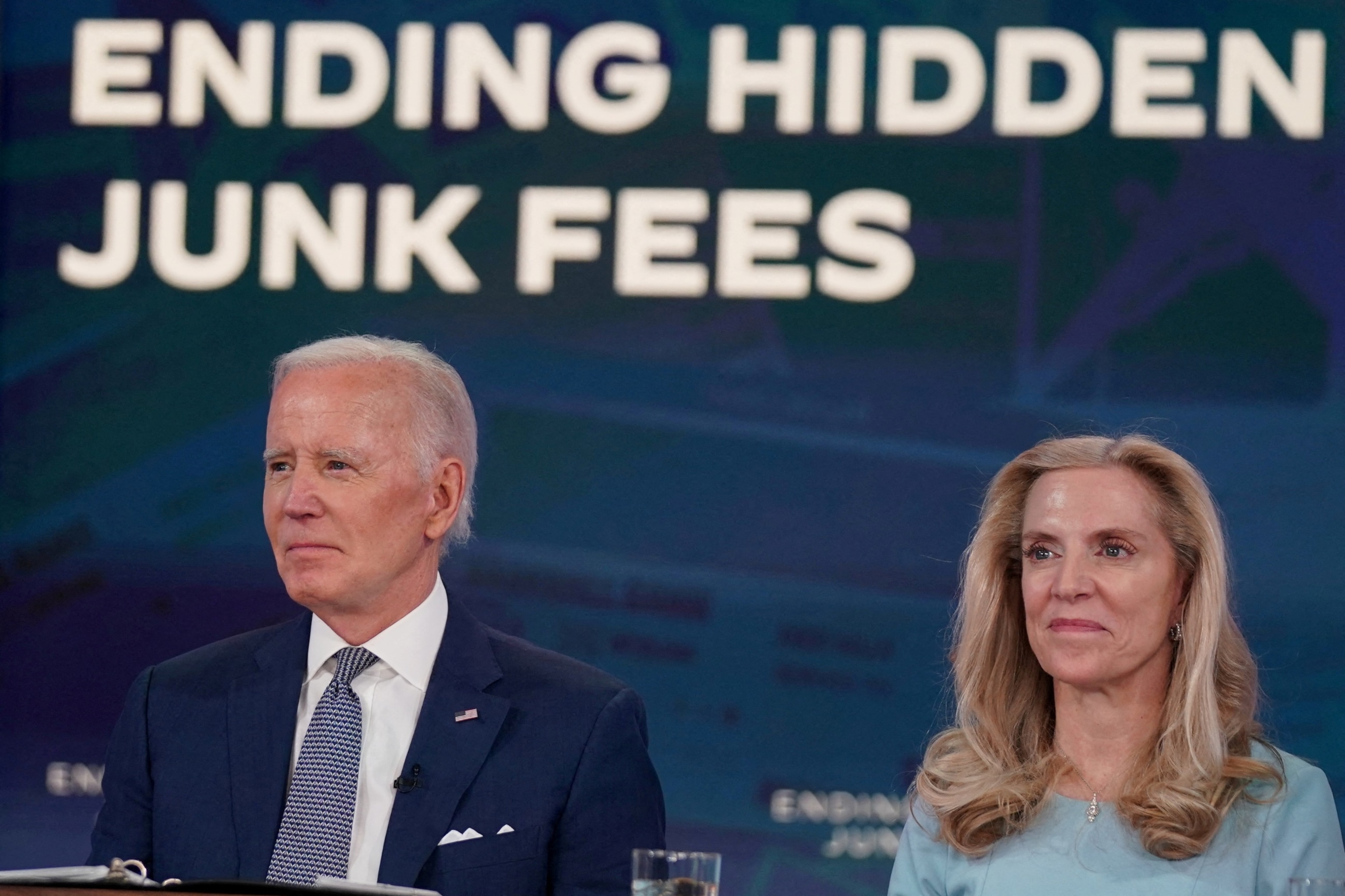 PHOTO: In this file photo, President Joe Biden and Lael Brainard, assistant to the president and director of the National Economic Council, participate in a discussion near the White House, in Washington, D.C., June 15, 2023.