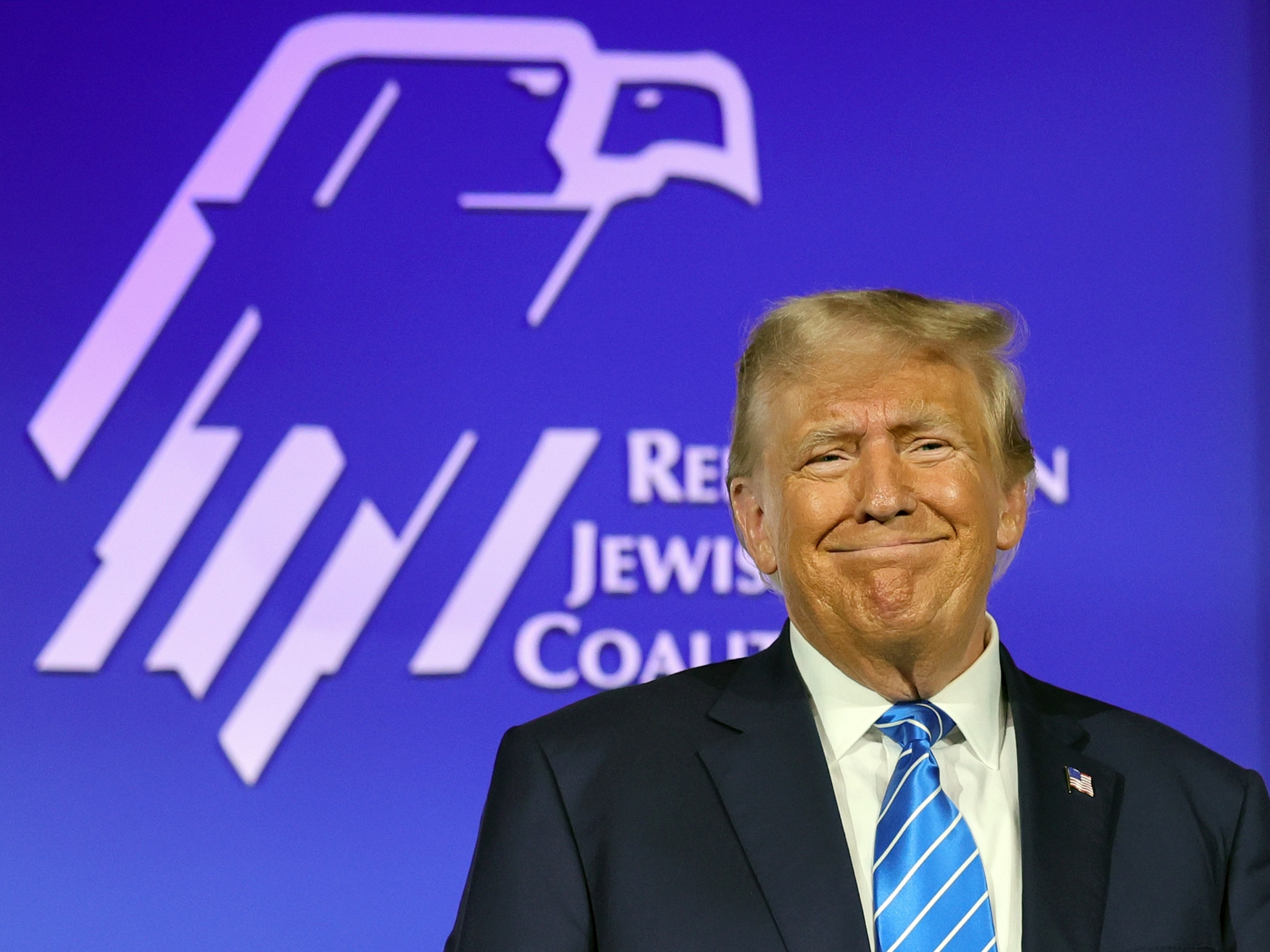 PHOTO: Former President Donald Trump is introduced at the Republican Jewish Coalition's Annual Leadership Summit in Las Vegas, NV, Oct. 28, 2023.