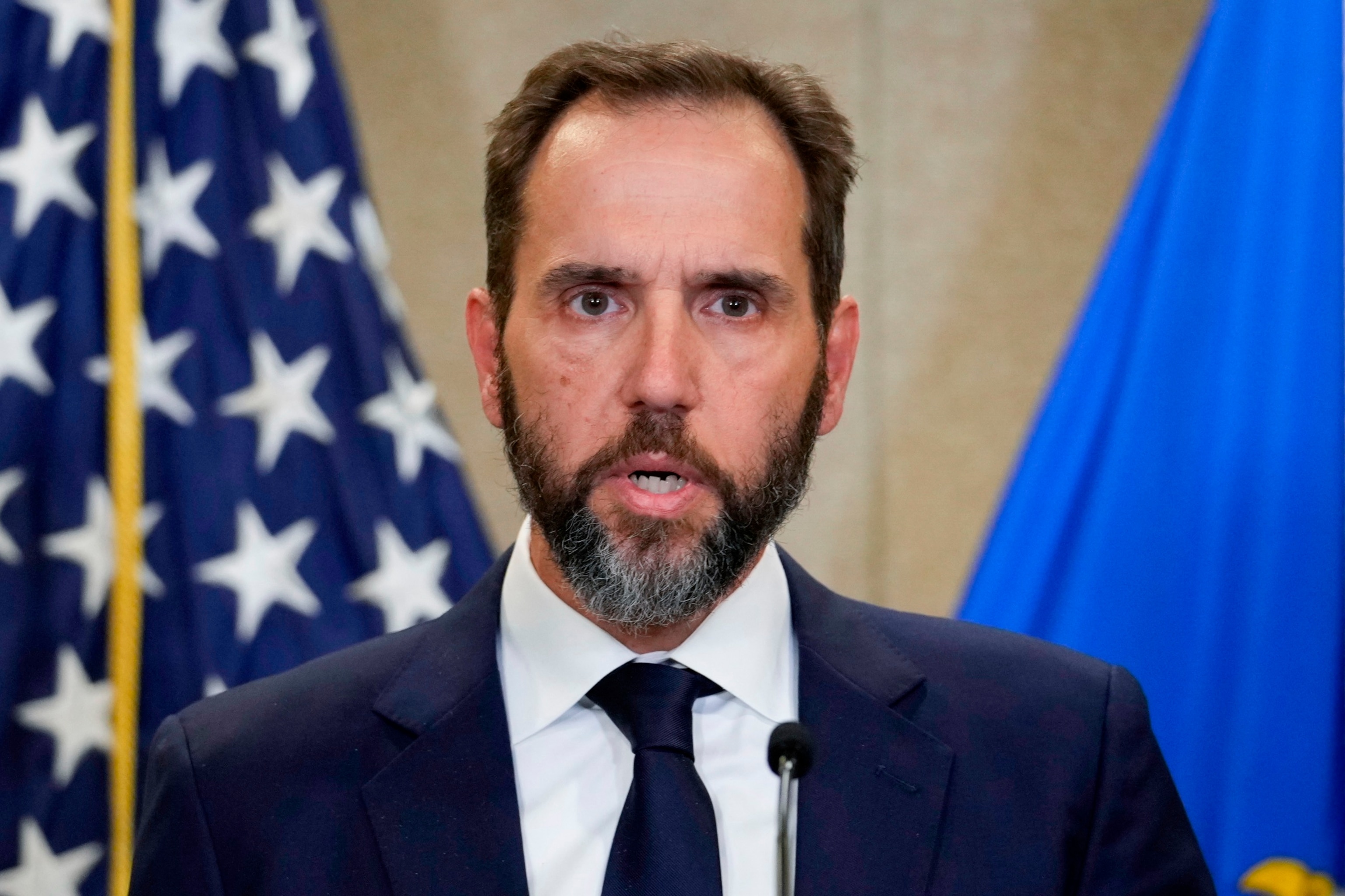 PHOTO: Special counsel Jack Smith speaks to the media about an indictment of former President Donald Trump, Aug. 1, 2023, at an office of the Department of Justice in Washington. 