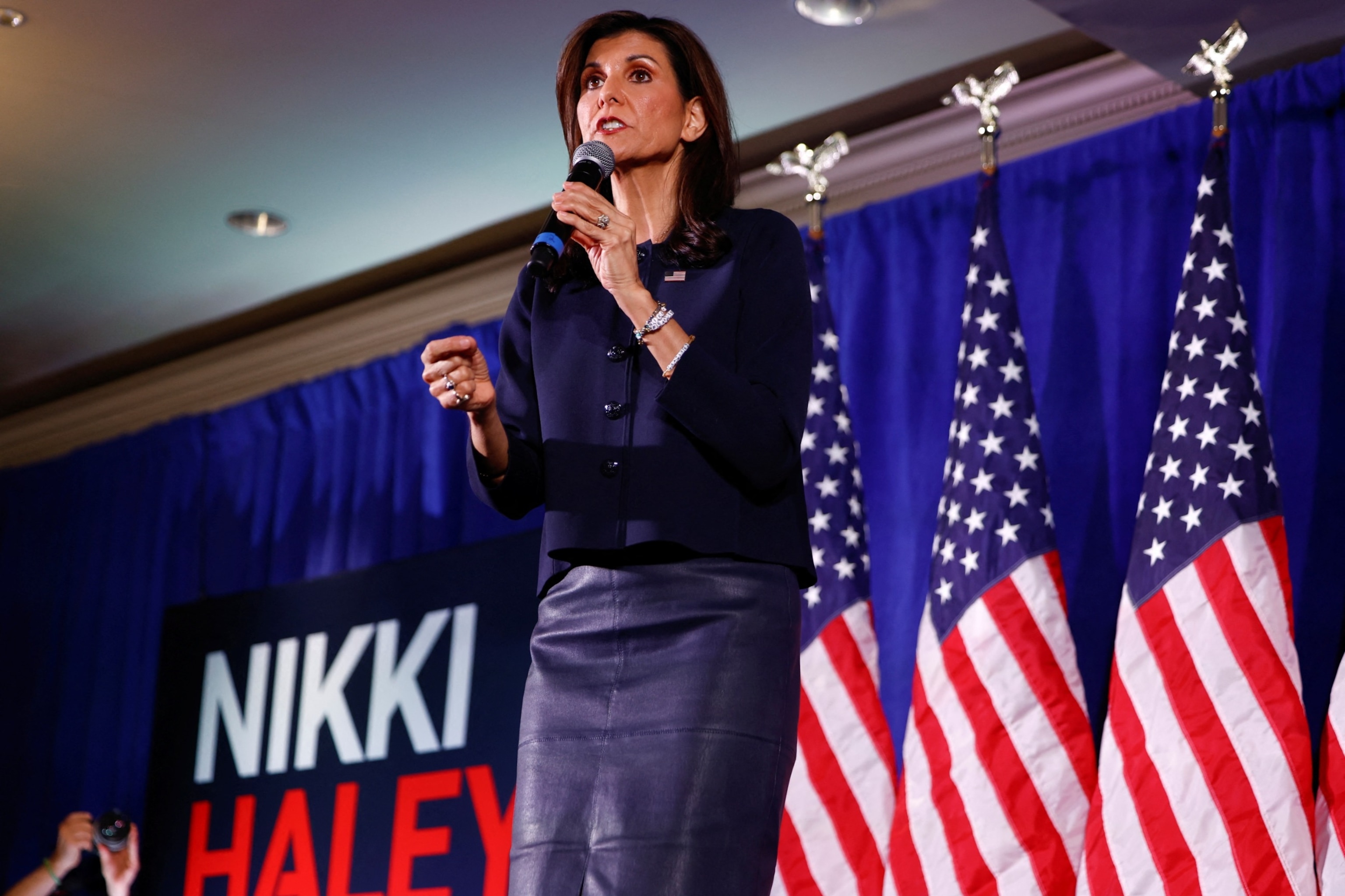 PHOTO: Republican presidential candidate and former U.S. Ambassador to the United Nations Nikki Haley speaks at an event for the DC Republican Party in Washington, D.C., March 1, 2024. 