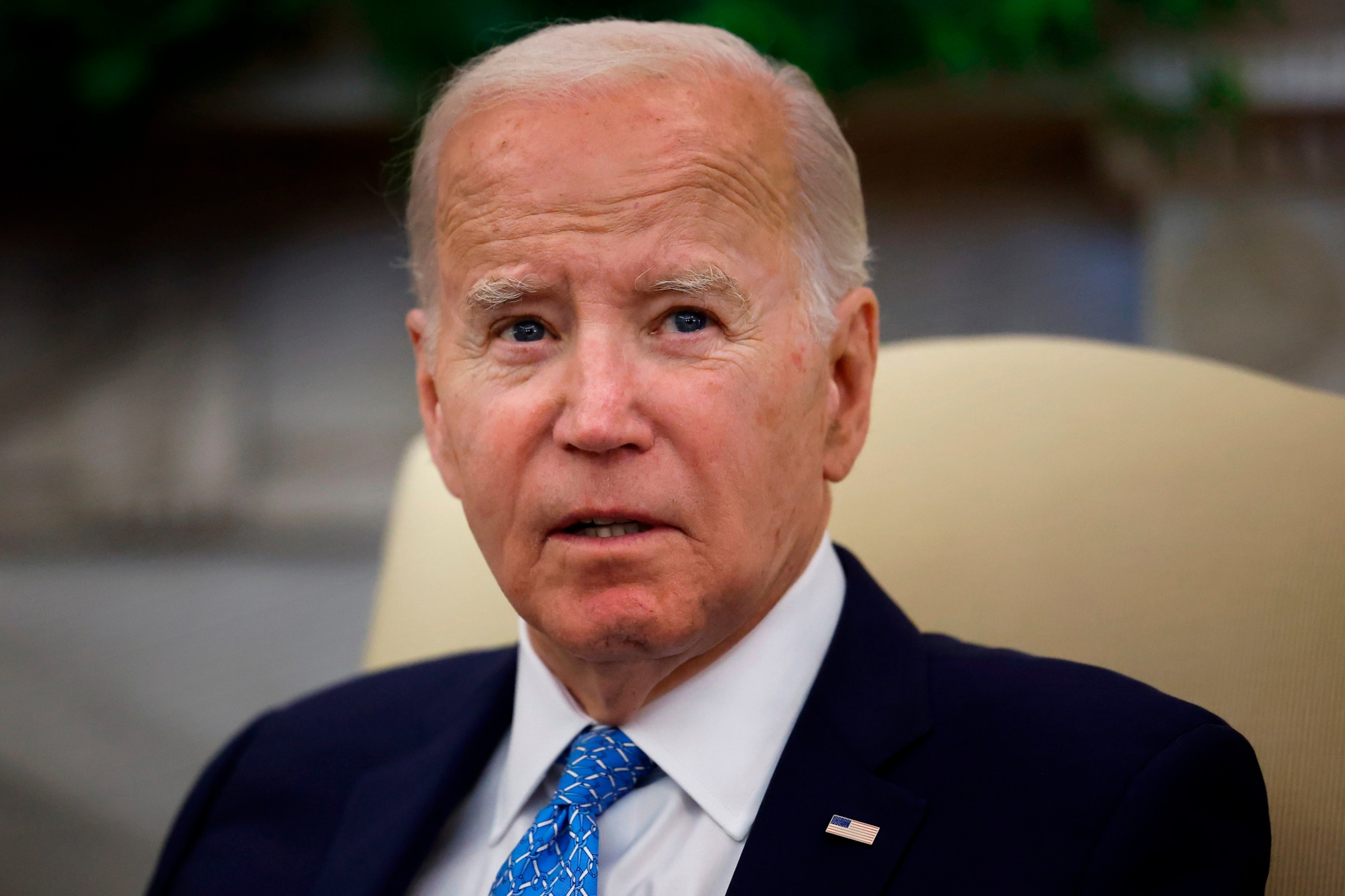 PHOTO: President Joe Biden delivers prepared remarks during a meeting with Italian Prime Minister Giorgia Meloni in the Oval Office at the White House, Mar. 1, 2024, in Washington.