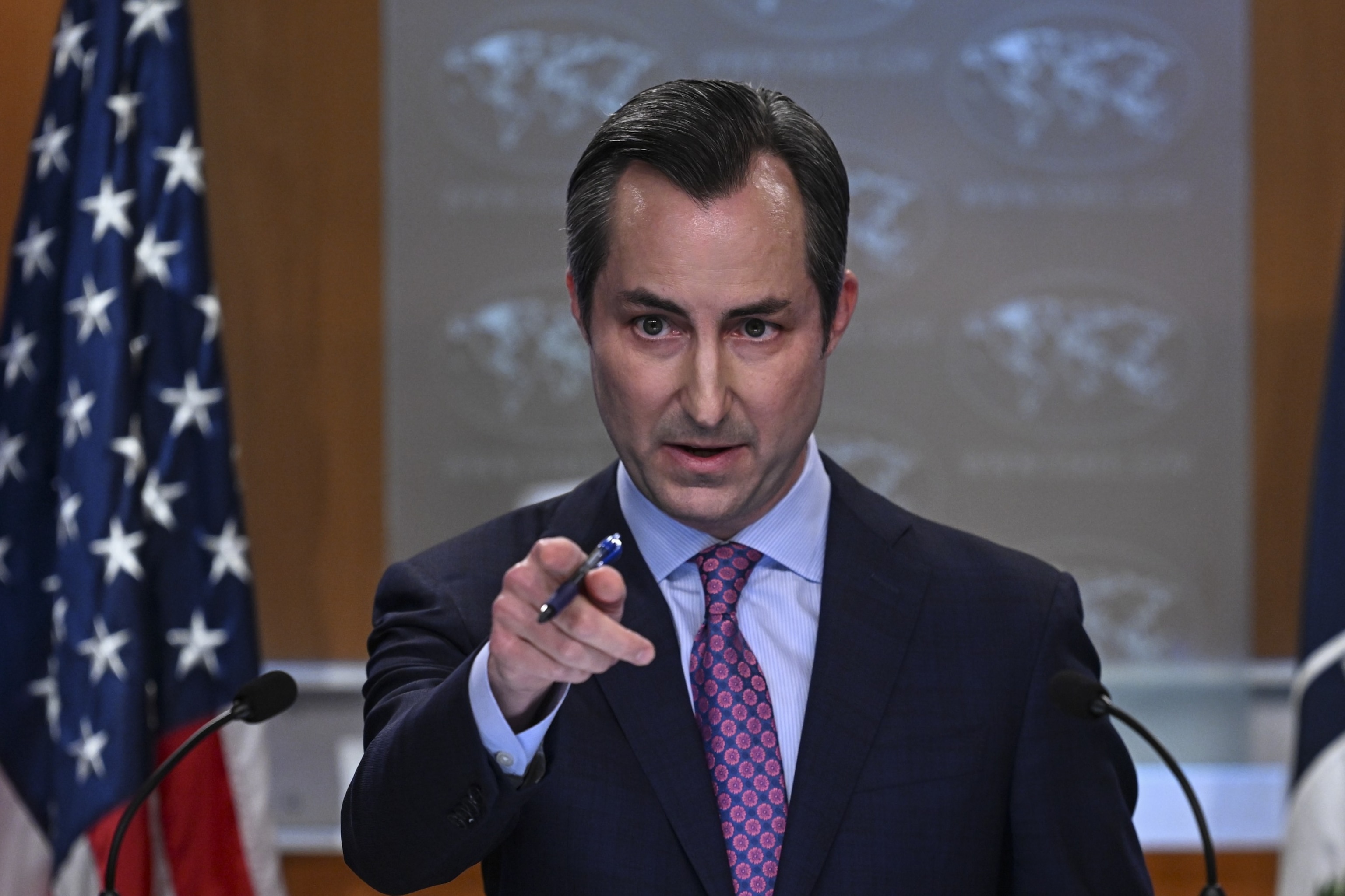 PHOTO: U.S. State Department Spokesperson Matt Miller speaks to reporters during the daily press briefing at the State Department in Washington, July 17, 2023. 