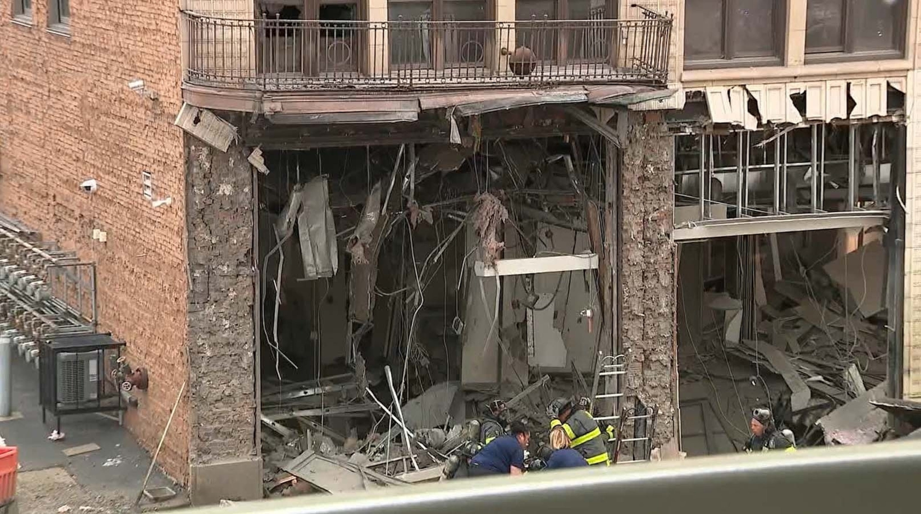 PHOTO: In this screen grab from a video, first responders work at the scene of an explosion in Youngstown, Ohio, on May 28, 2024.