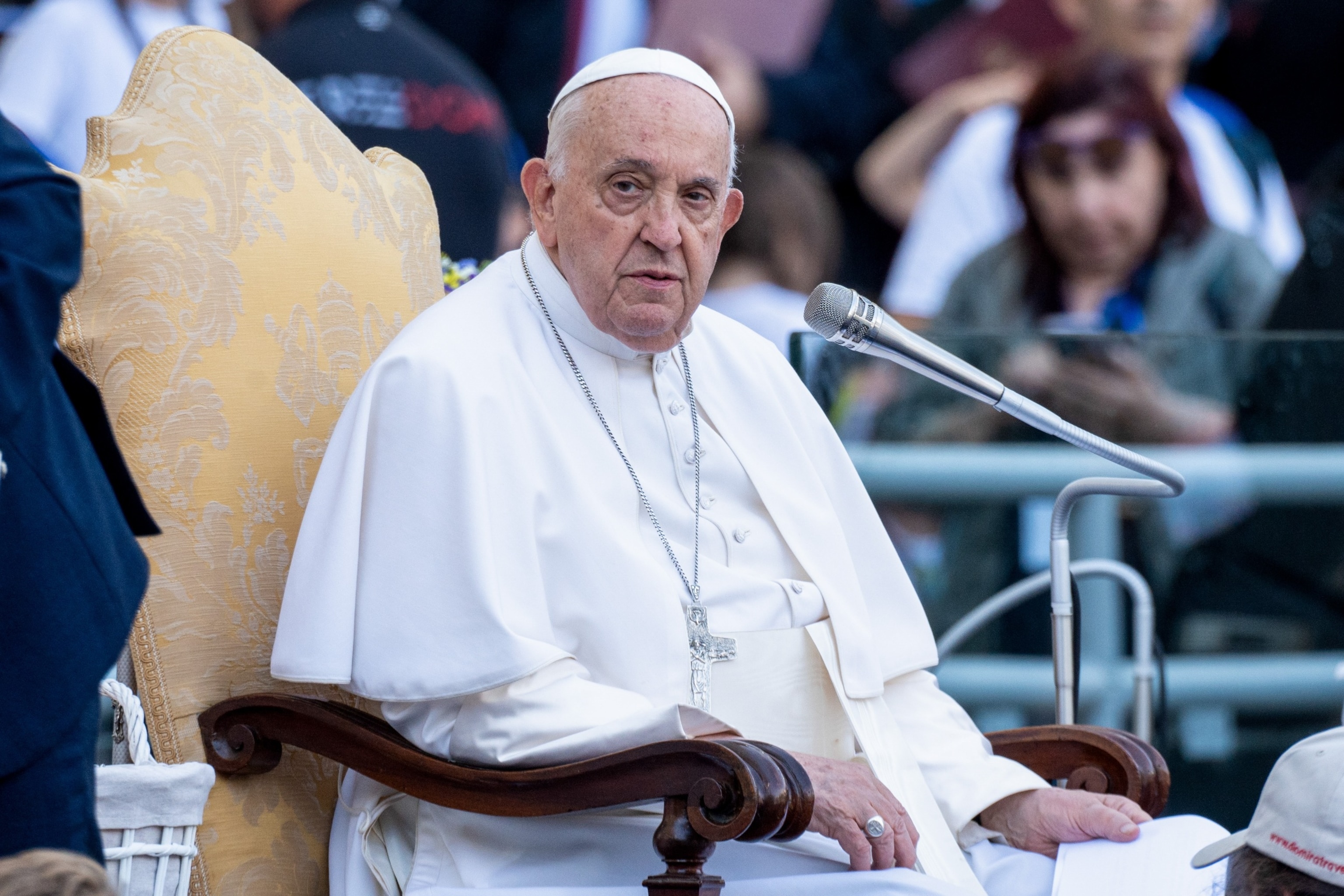 PHOTO: Pope Francis attends the World Children's Day (WCD) event at the Olympic Stadium May 25, 2024.