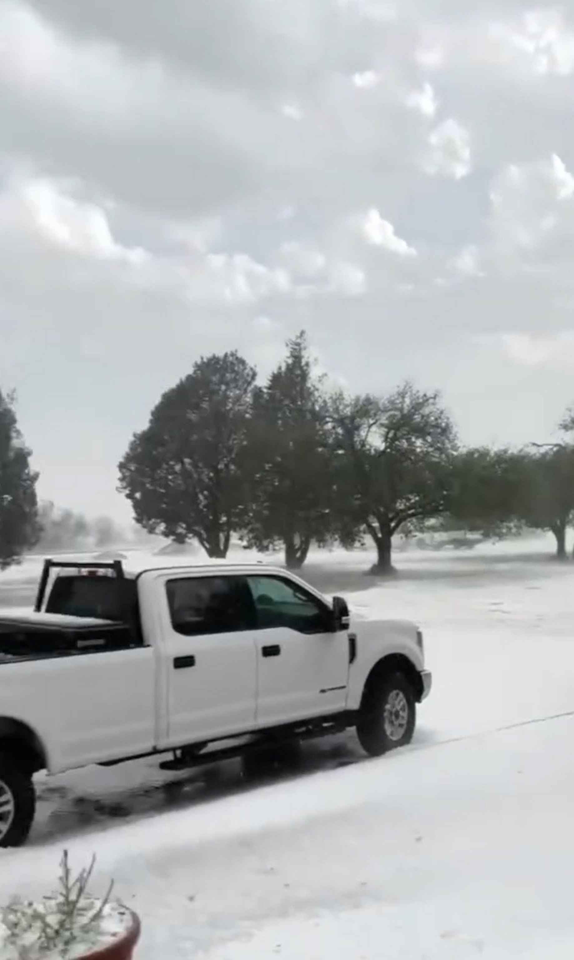 PHOTO: A hail storm is shown outside the Gage Hotel in Marathon, Texas, on May 29, 2024.