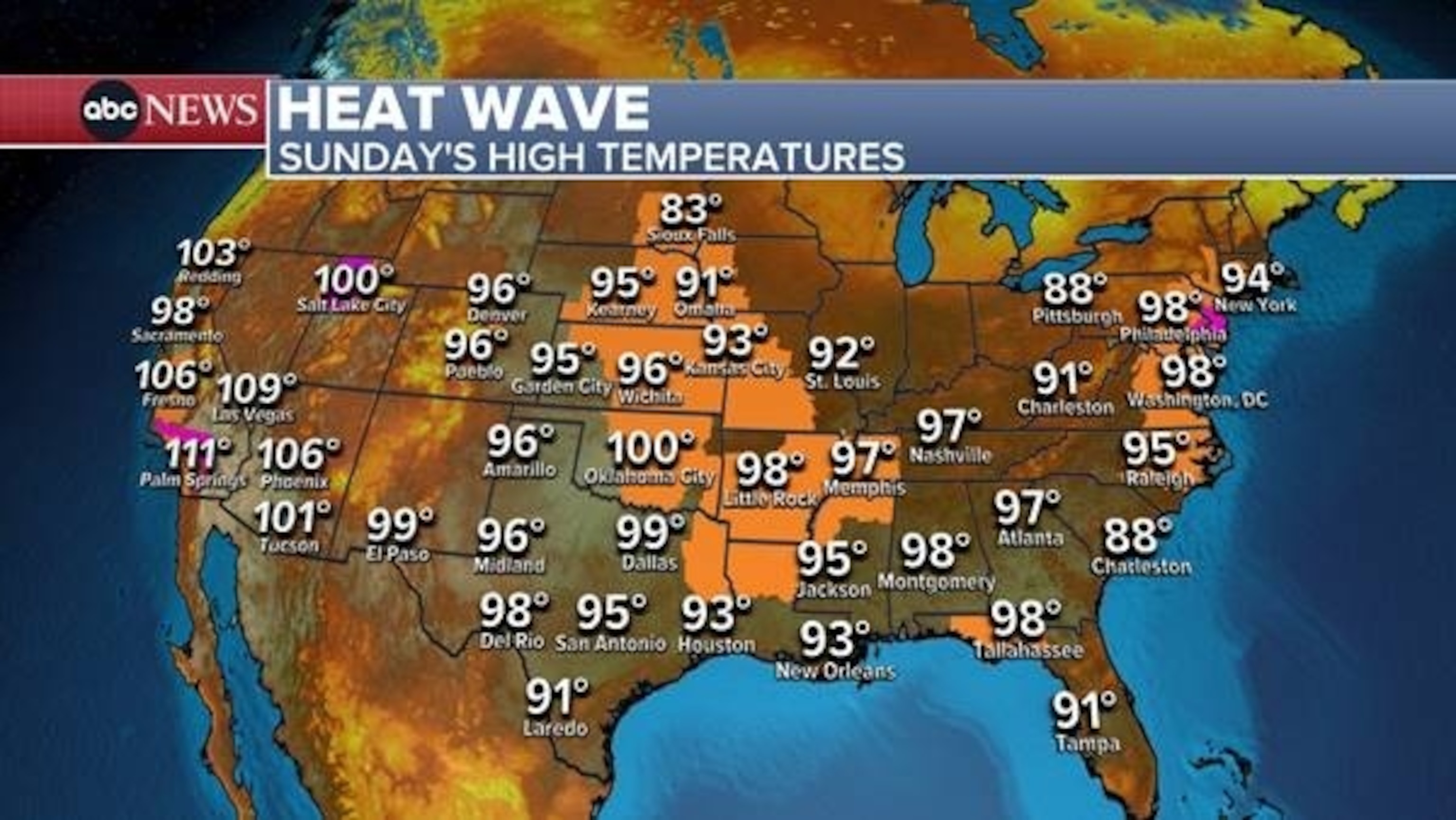 PHOTO: Heat wave map.