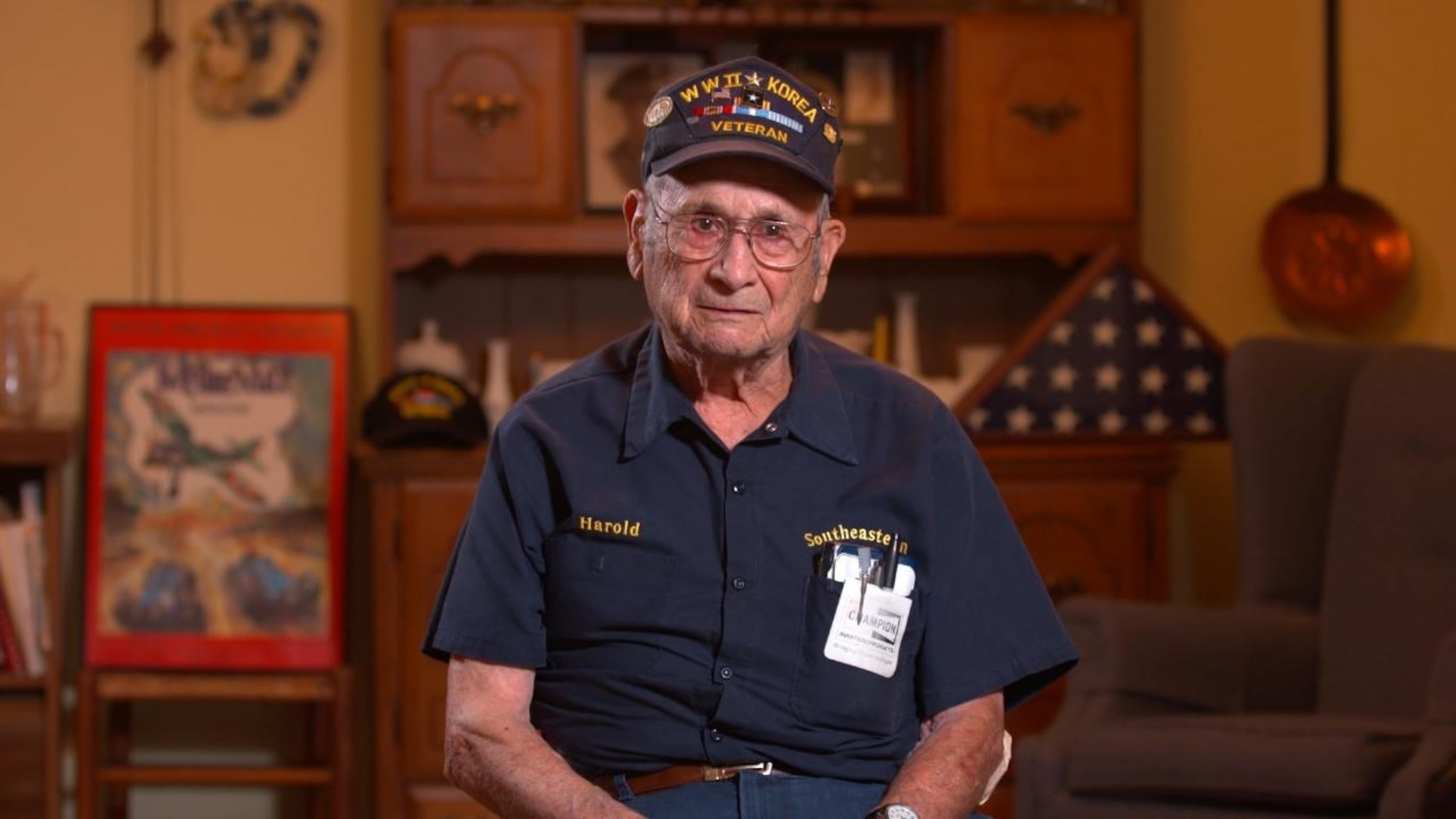 PHOTO: World War II veteran Harold McMurran looks back on the invasion of Normandy ahead of the 80th anniversary of D-Day.
