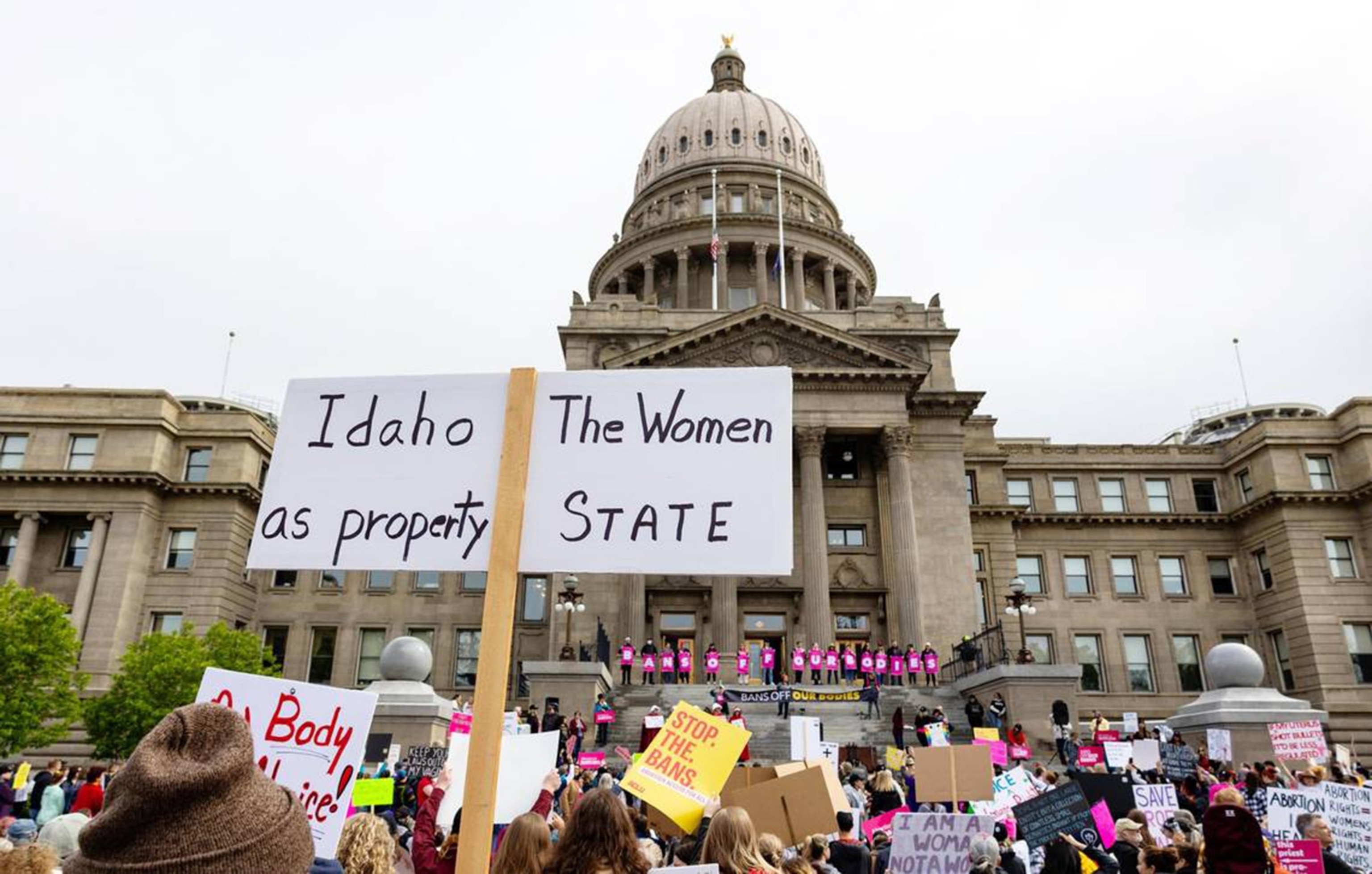 PHOTO: Protesters at Planned Parenthood's Bans Off Our Bodies rally gather outside of the Idaho Statehouse in Boise, May 14, 2022.