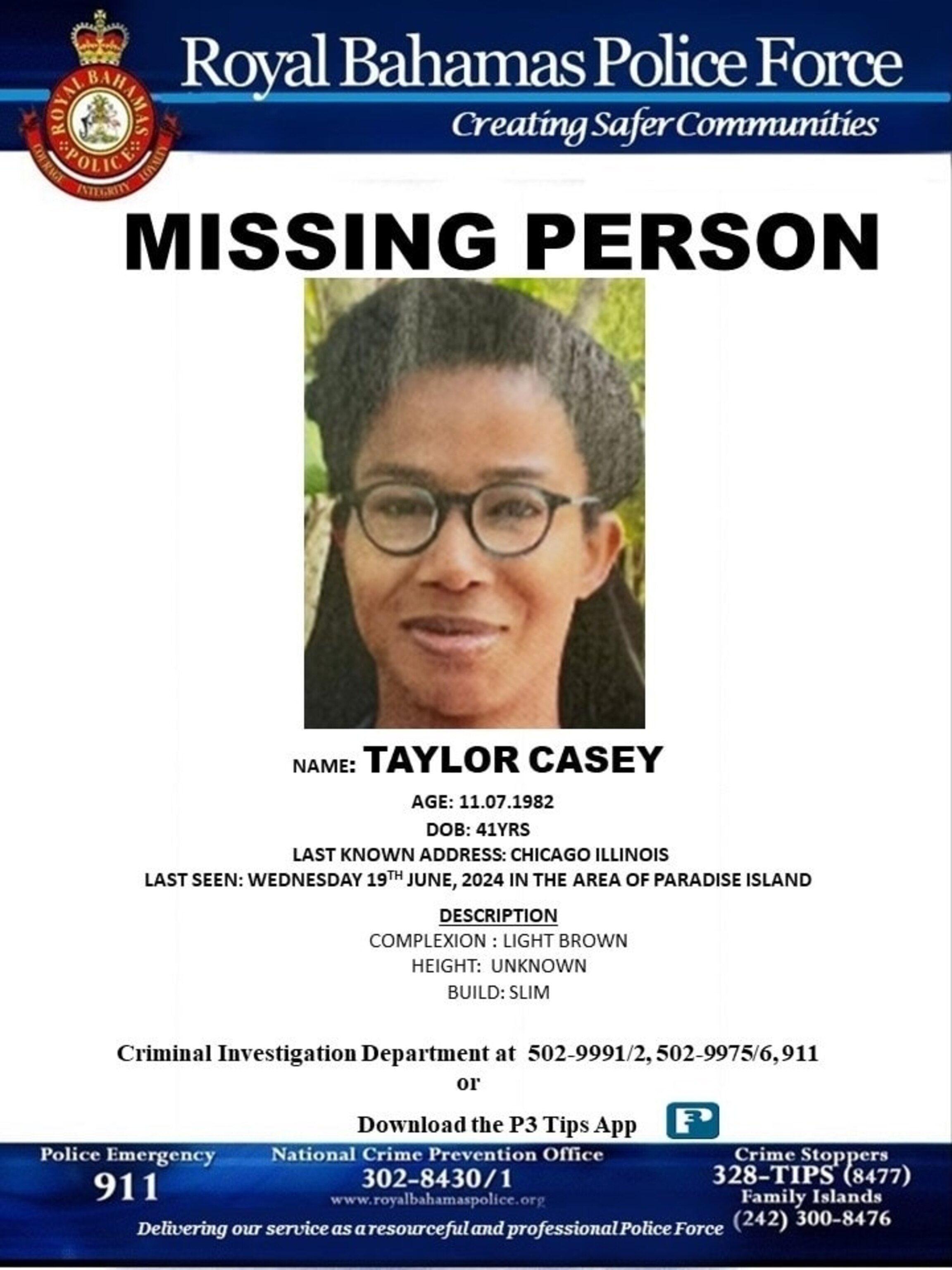 PHOTO: The Royal Bahamas Police Force released this undated photo of Taylor Casey.