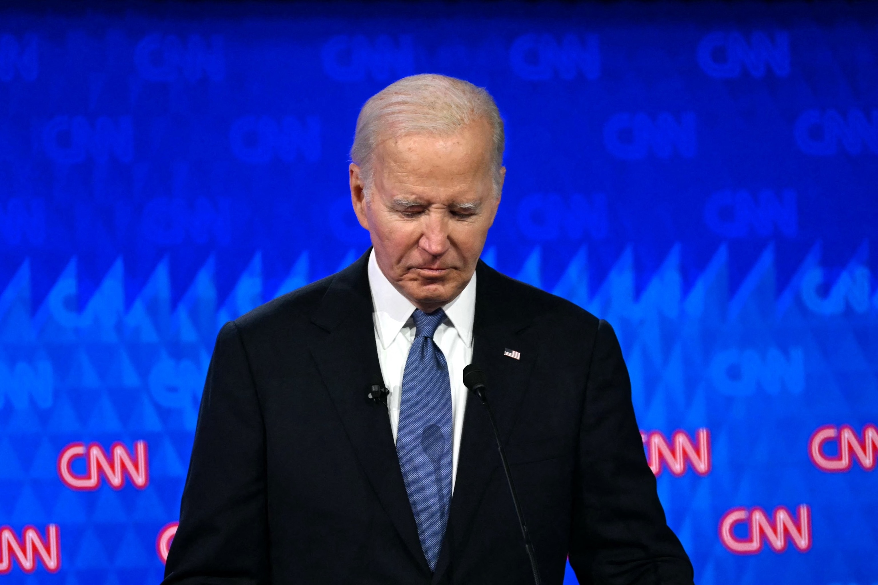 PHOTO: President Joe Biden participates in the first presidential debate of the 2024 elections with former President Donald Trump at CNN's studios in Atlanta, June 27, 2024.