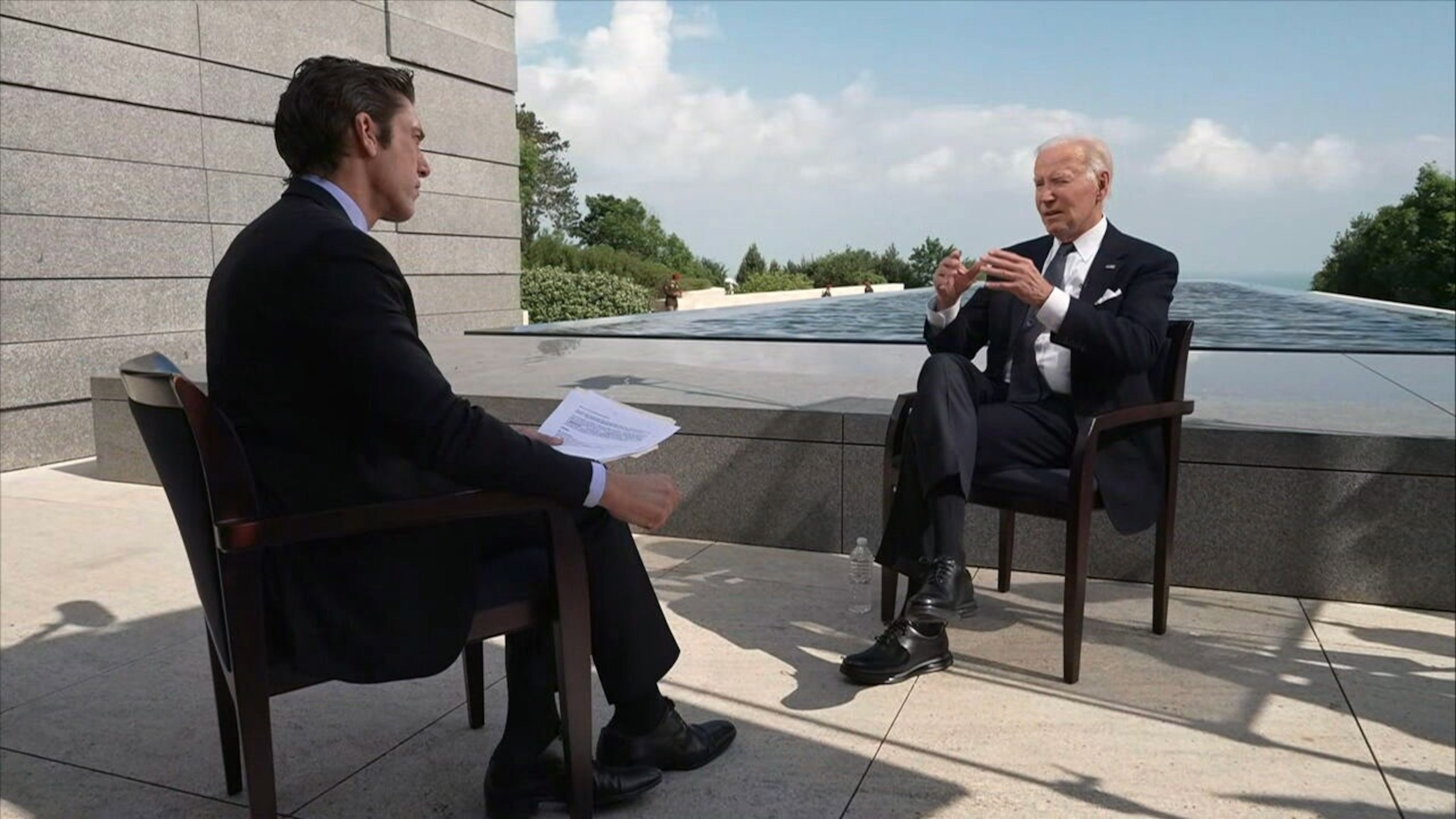 PHOTO: ABC News' David Muir sat down exclusively with President Joe Biden in Normandy, France, on the 80th anniversary of D-Day on June 6, 2024.