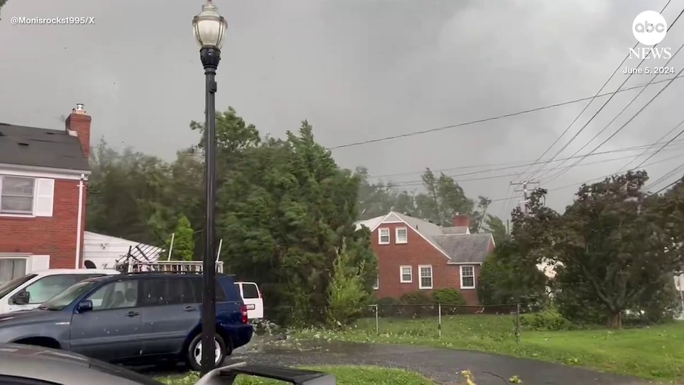 Debris and Sparks Fly in Maryland as Strong Winds Accompany Tornado Warning