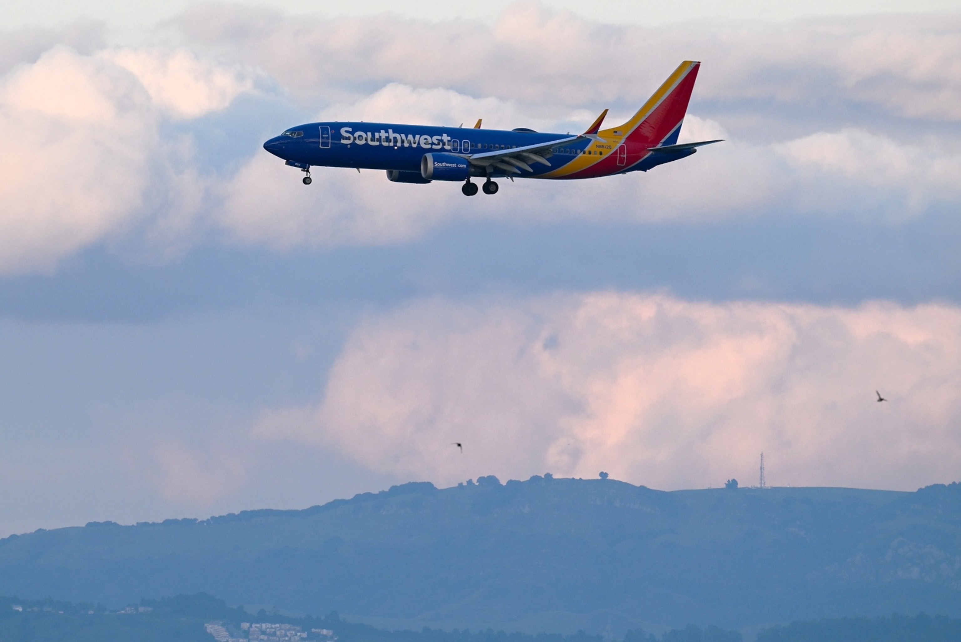 PHOTO: In this Feb. 8, 2024, file photo, a Southwest Airlines plane lands at San Francisco International Airport, in San Francisco, Calif.