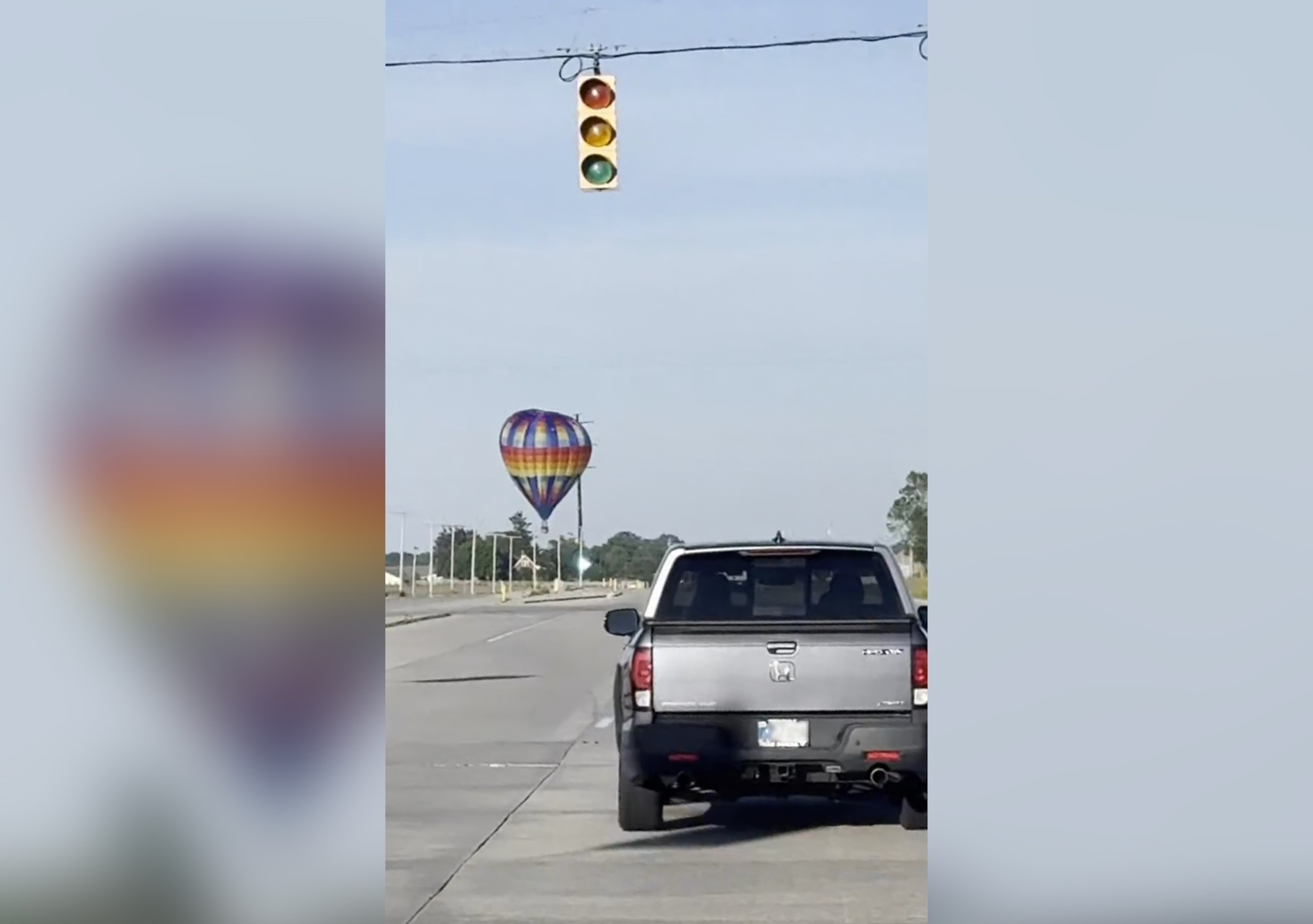 PHOTO: A hot air balloon is seen near power lines in Hebron, Nebraska, June 3, 2024.