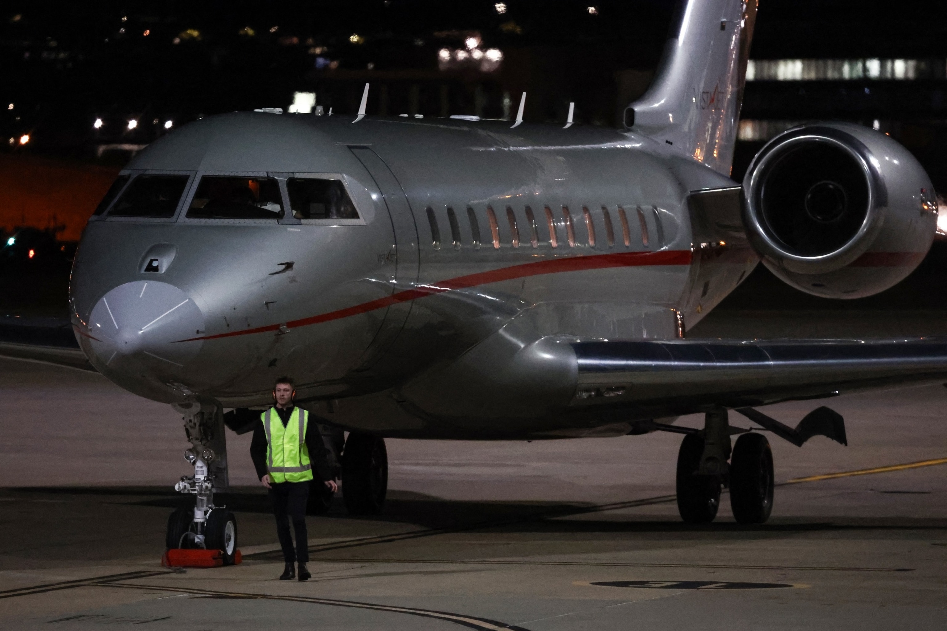 PHOTO: The plane carrying WikiLeaks founder Julian Assange arrives at Canberra Airport on June 26, 2024, after he pleaded guilty at a U.S. court in Saipan to a single count of conspiracy to obtain and disseminate US national defence information.