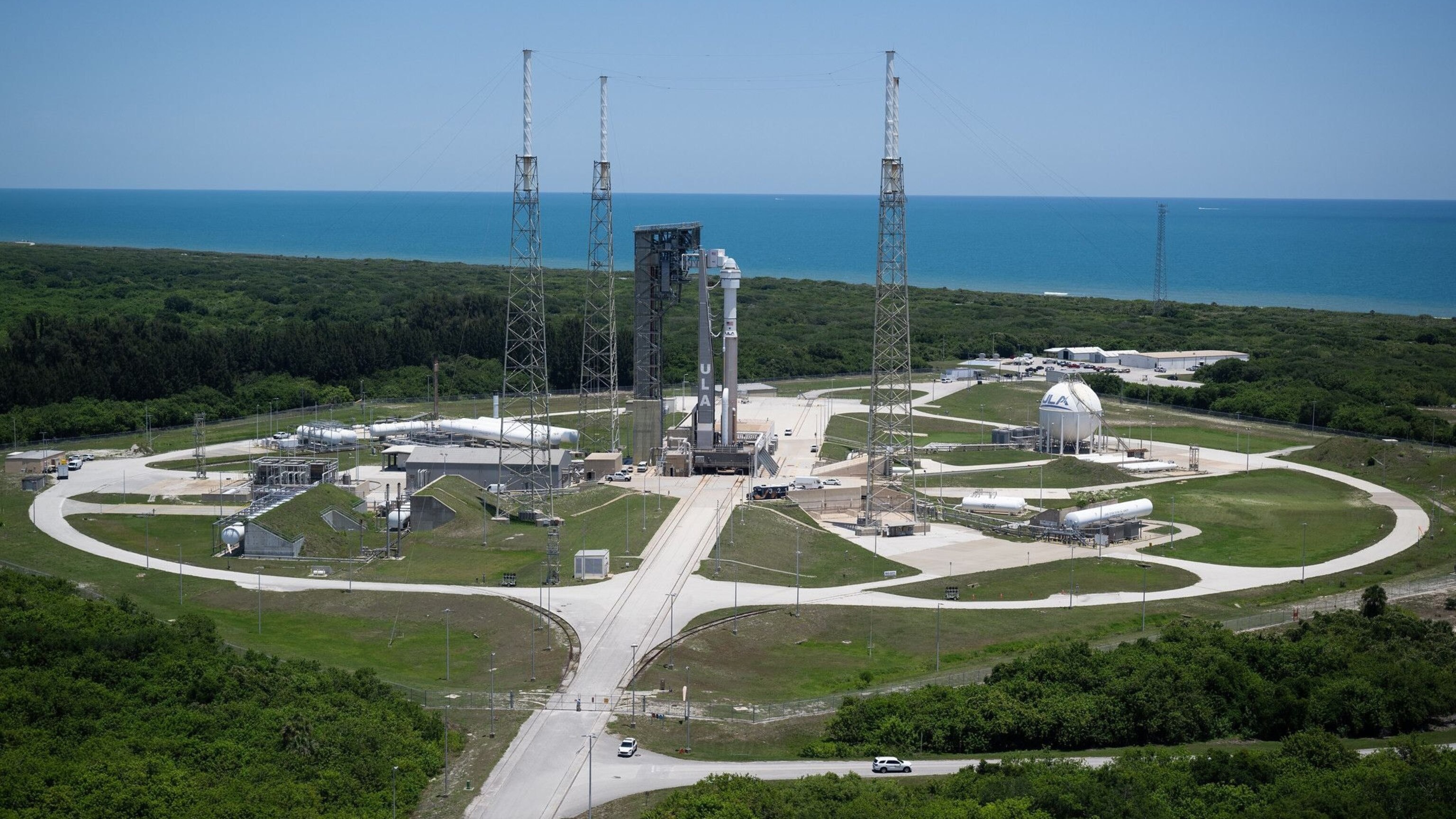 PHOTO: A handout photo made available by NASA shows a United Launch Alliance Atlas V rocket with Boeing's CST-100 Starliner spacecraft at Space Launch Complex 41, at Cape Canaveral Space Force Station in Florida, on May 30, 2024.