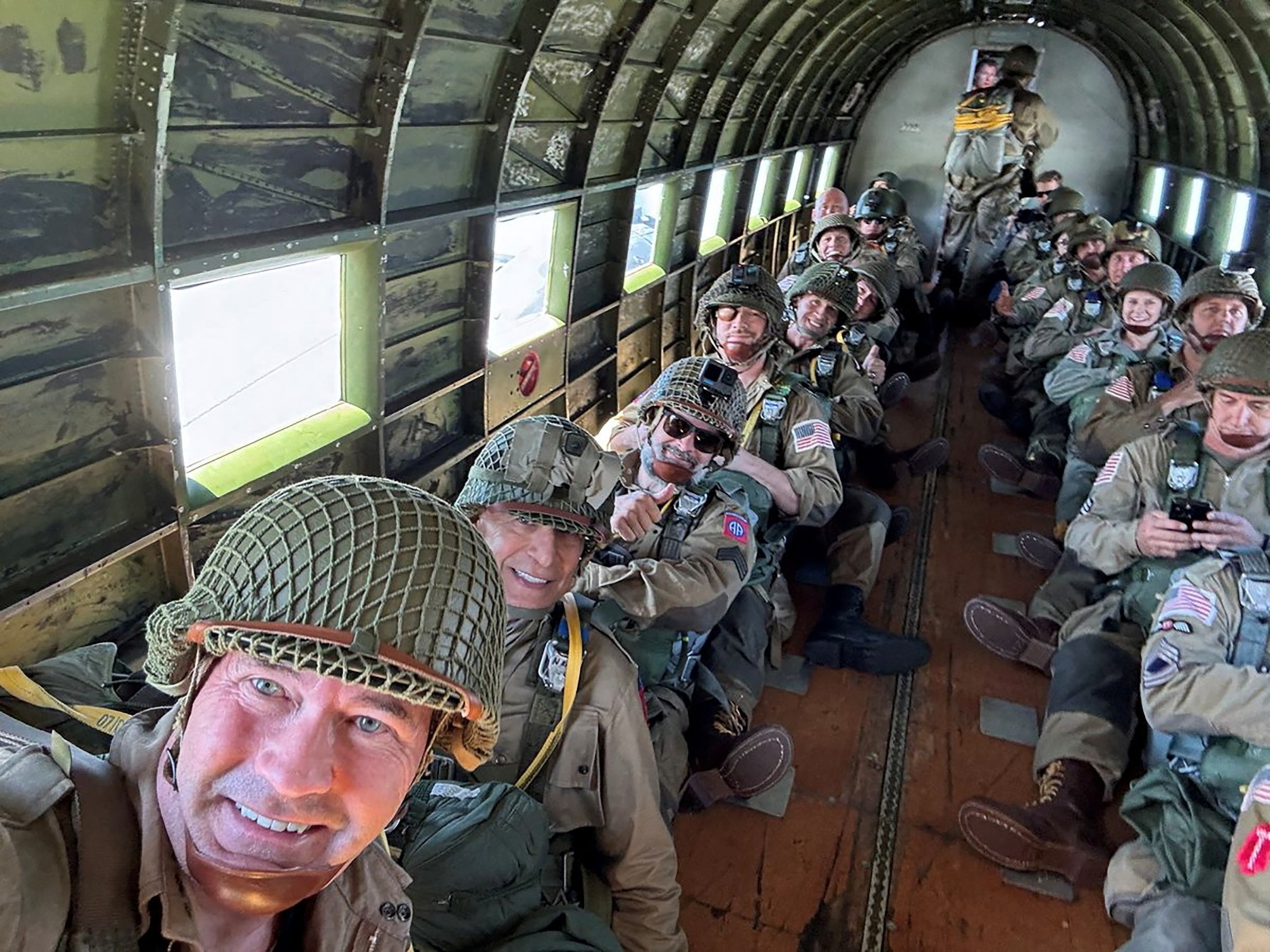 PHOTO: Rep. Mike Waltz shares a selfie showing preparation for a commemorative parachute jump to mark the 80th anniversary of D-Day in Normandy, France June 7, 2024.