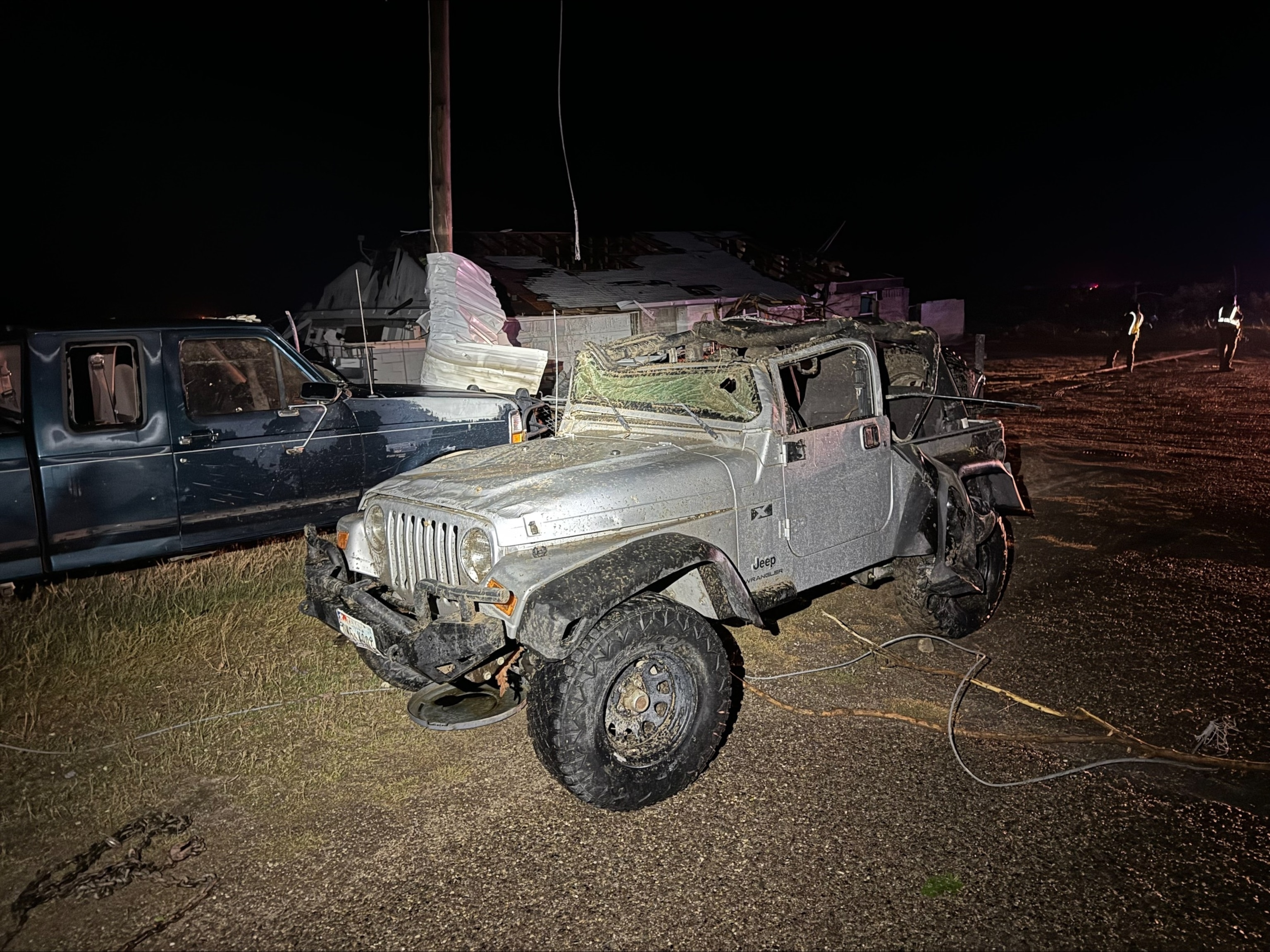 PHOTO: A view of a destroyed property in Sanderson, Texas, after an apparent tornado on Sunday, June 2, 2024, in a photo taken by Terrell County Sheriff Thaddeus Cleveland.