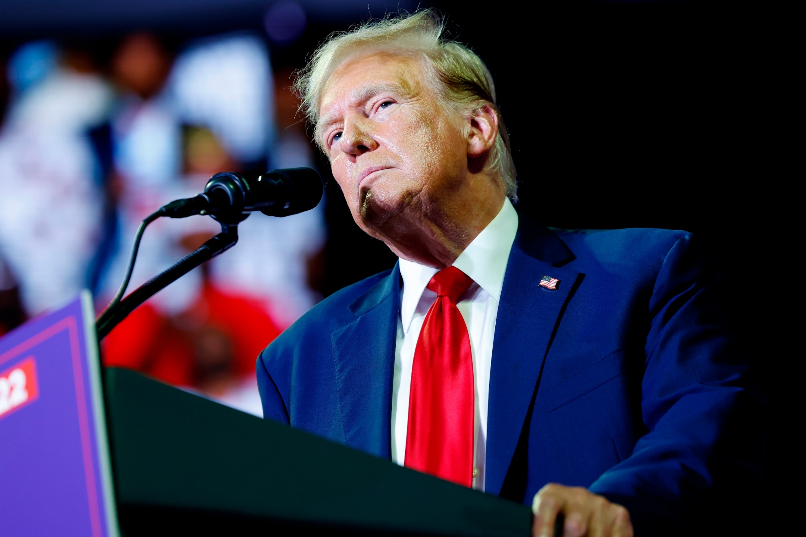 PHOTO: Republican presidential candidate, former President Donald Trump speaks at a campaign rally at the Liacouras Center on June 22, 2024 in Philadelphia, Pennsylvania.