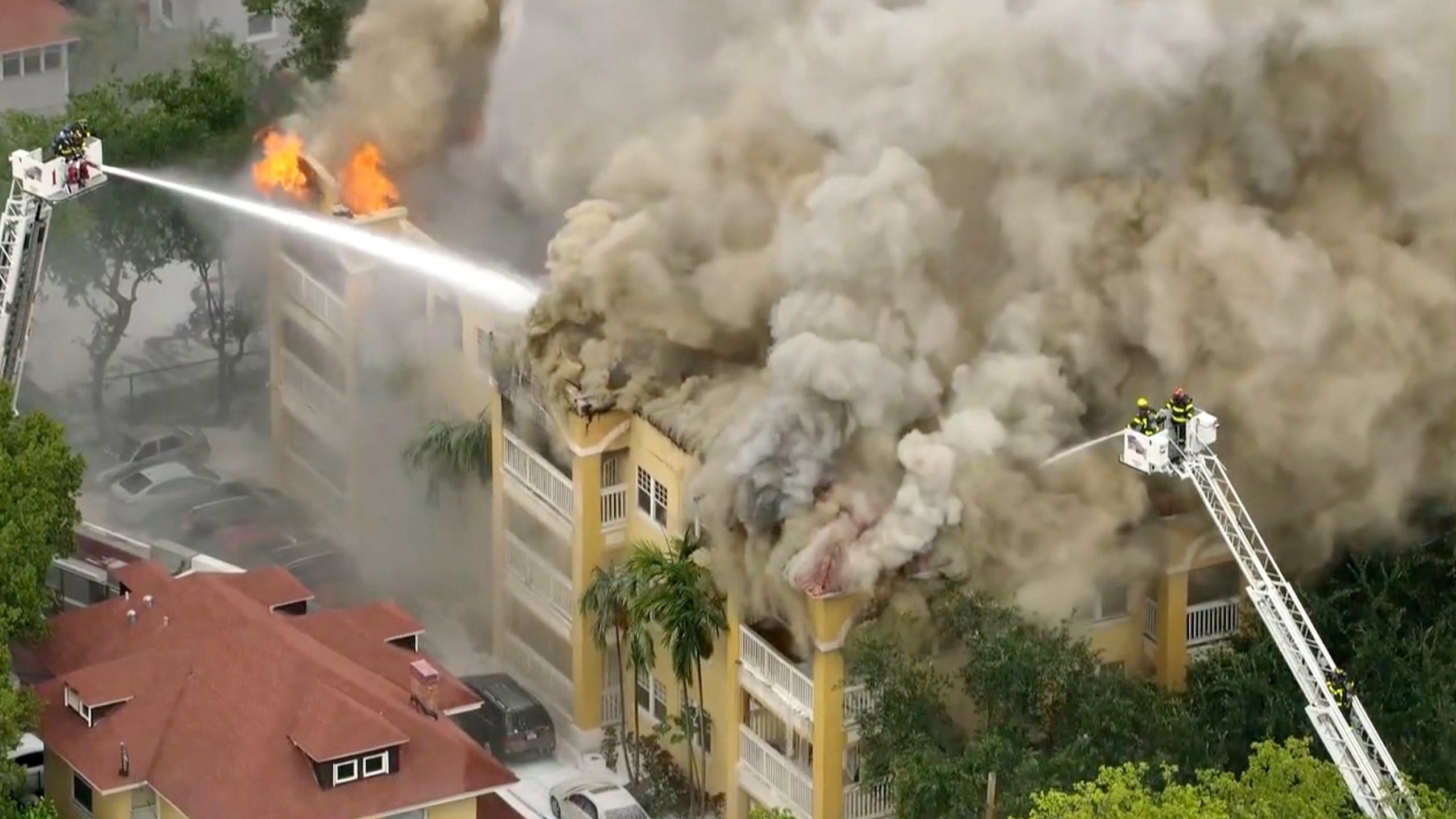 Person found shot inside Miami apartment building during large fire