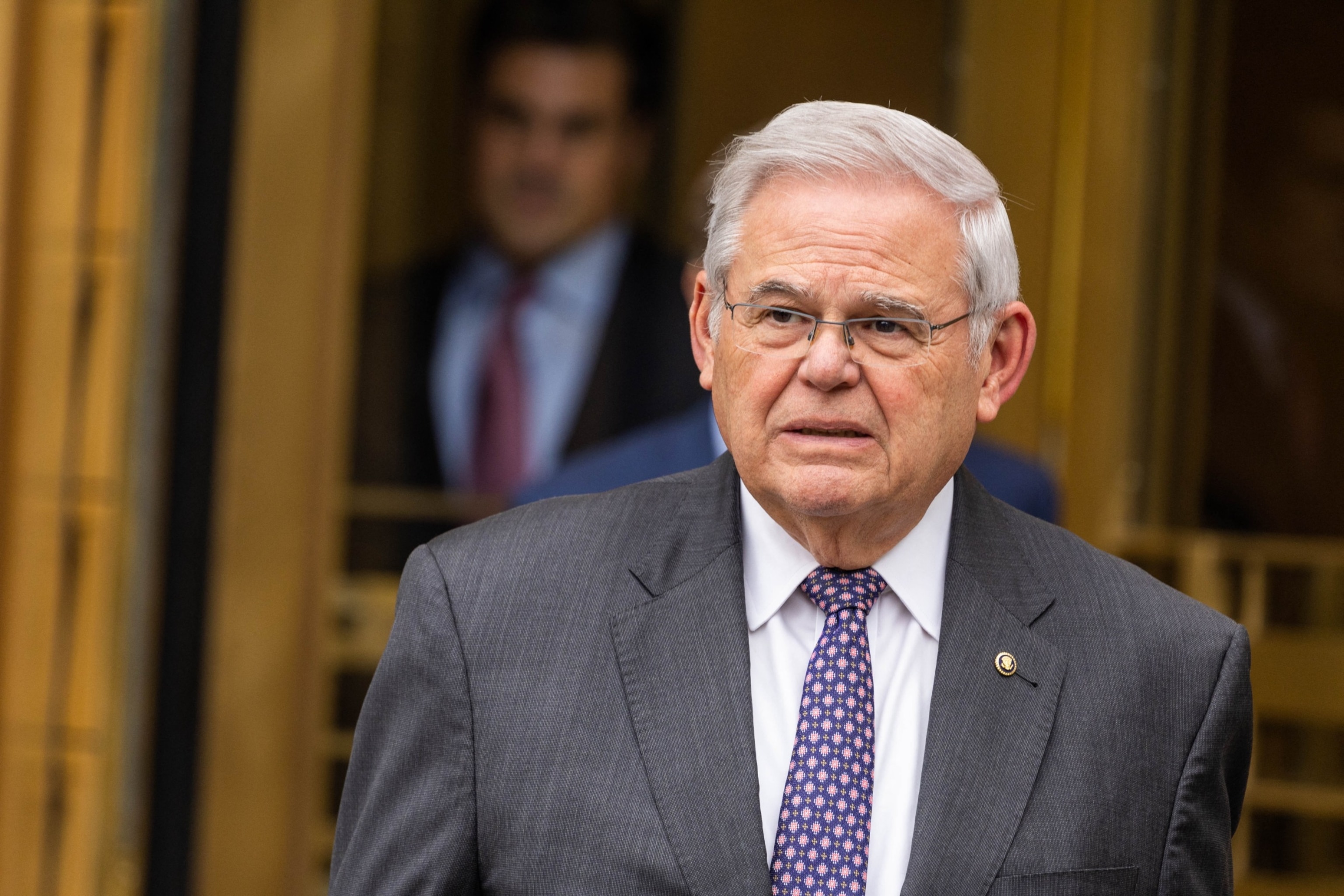 PHOTO: Senator Bob Menendez, Democrat of New Jersey, departs Manhattan Federal Court in New York City on May 14, 2024. 