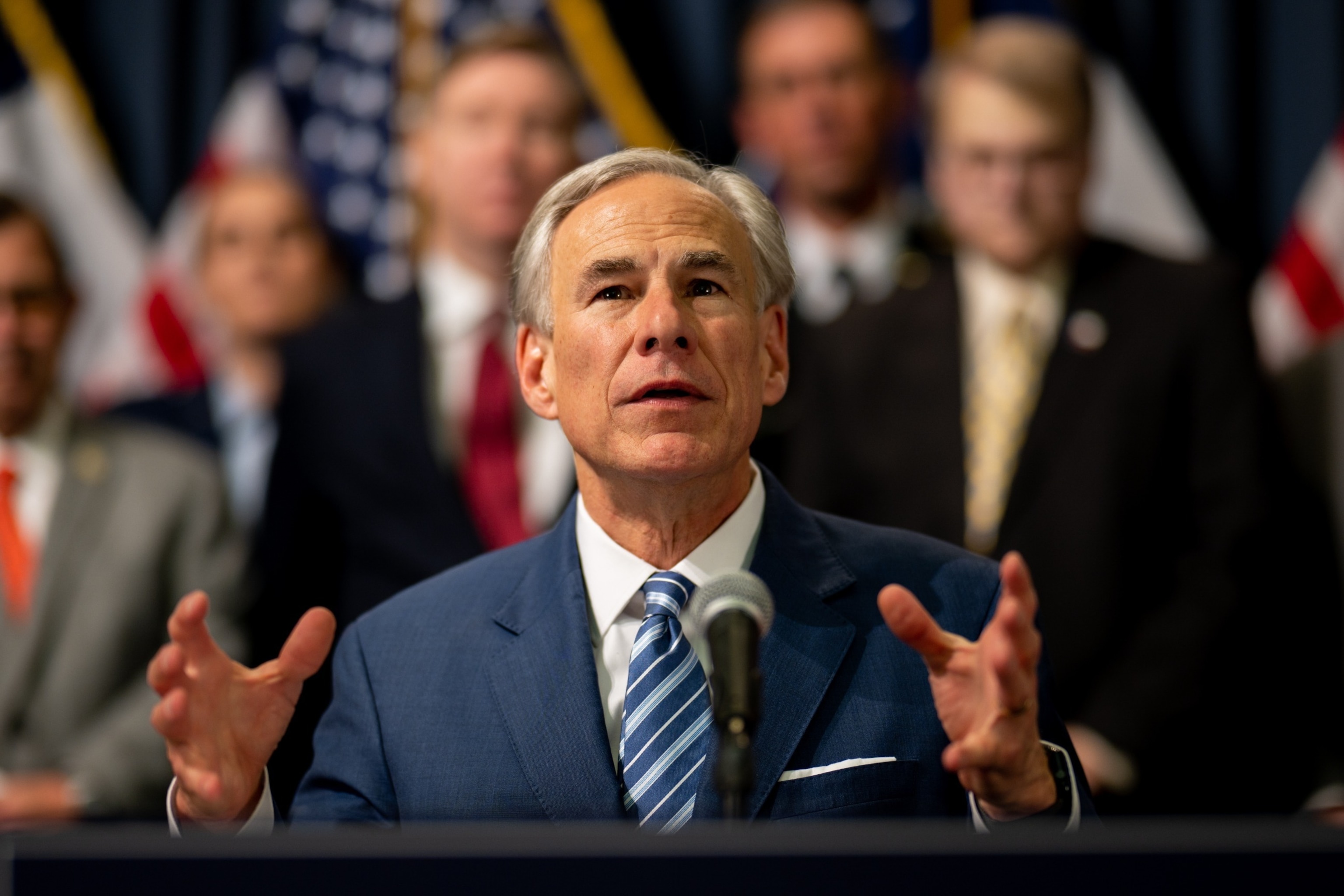 PHOTO: Gov. Greg Abbott speaks after signing bills designated towards enhancing border security, Austin, June 8, 2023.  