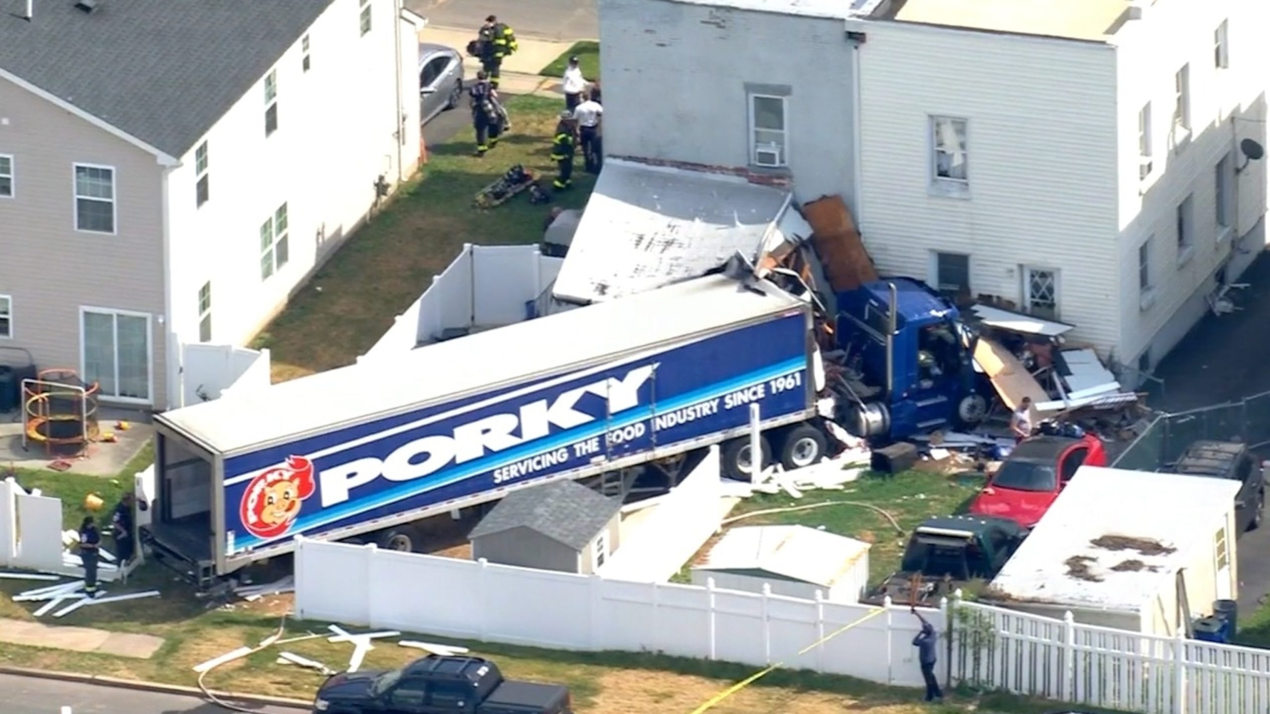 Tractor Trailer Collides with Home in New Jersey