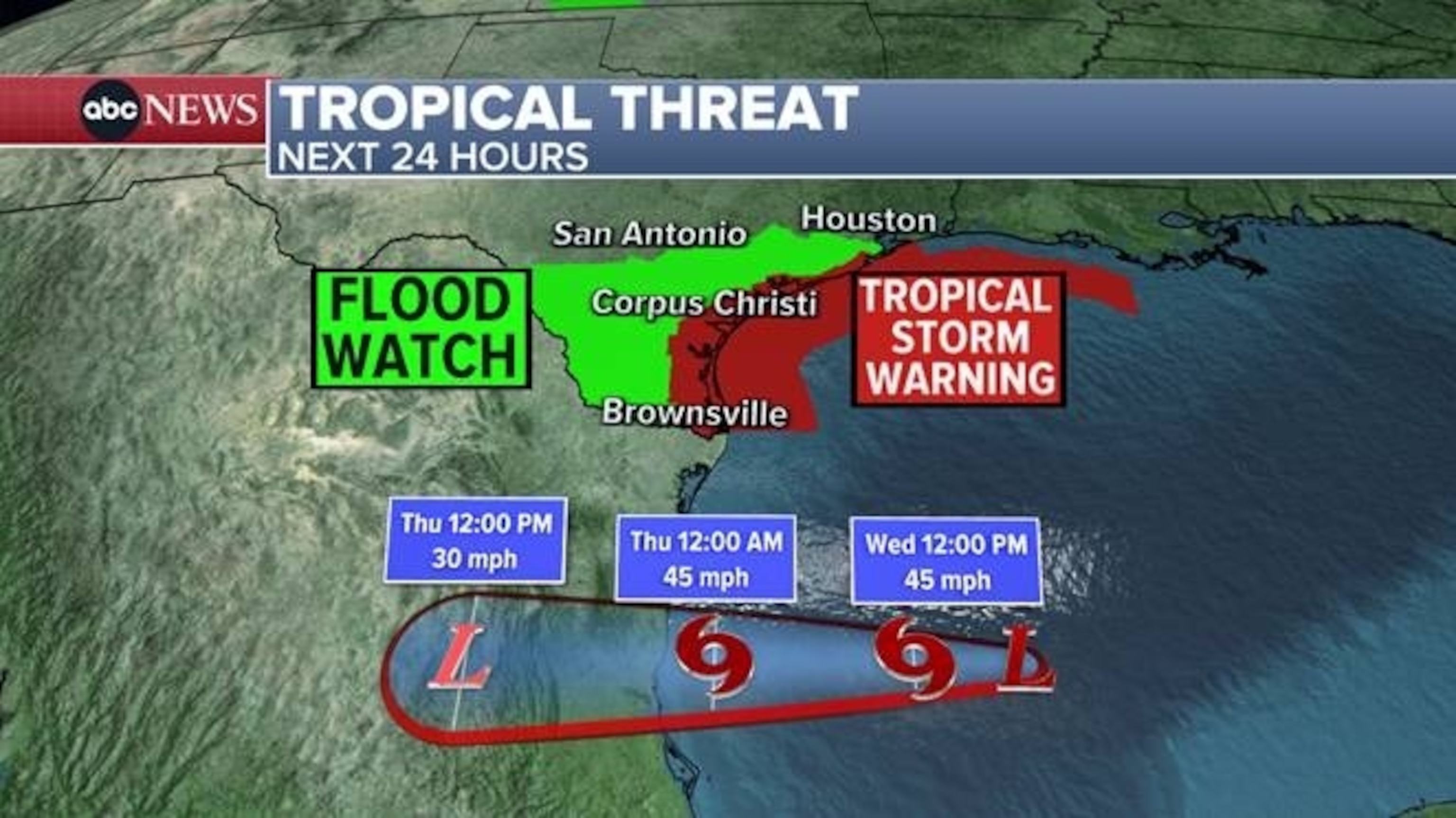 PHOTO: This weather map show a tropical threat over the next 24 hours, June 19, 2024.